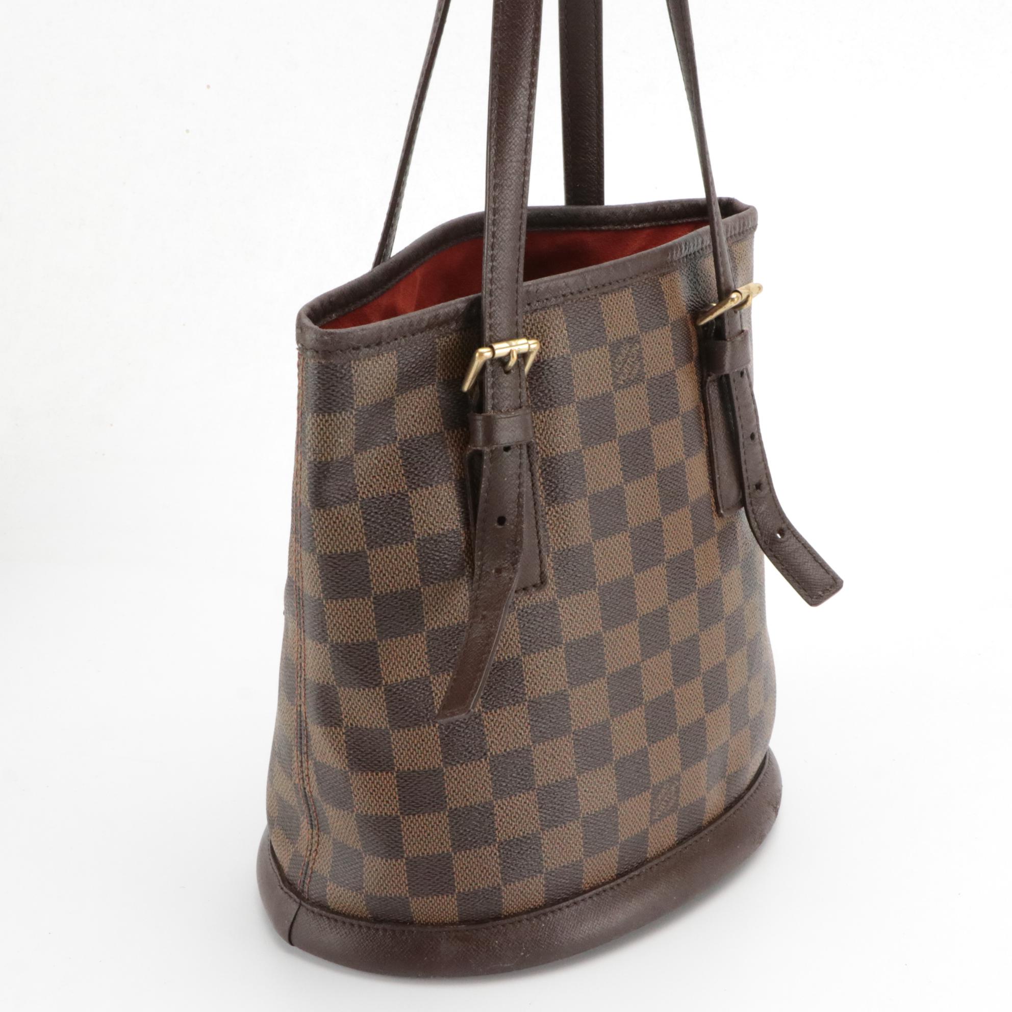 Louis Vuitton Marais Bucket Bag in Damier Ébène Canvas and Leather