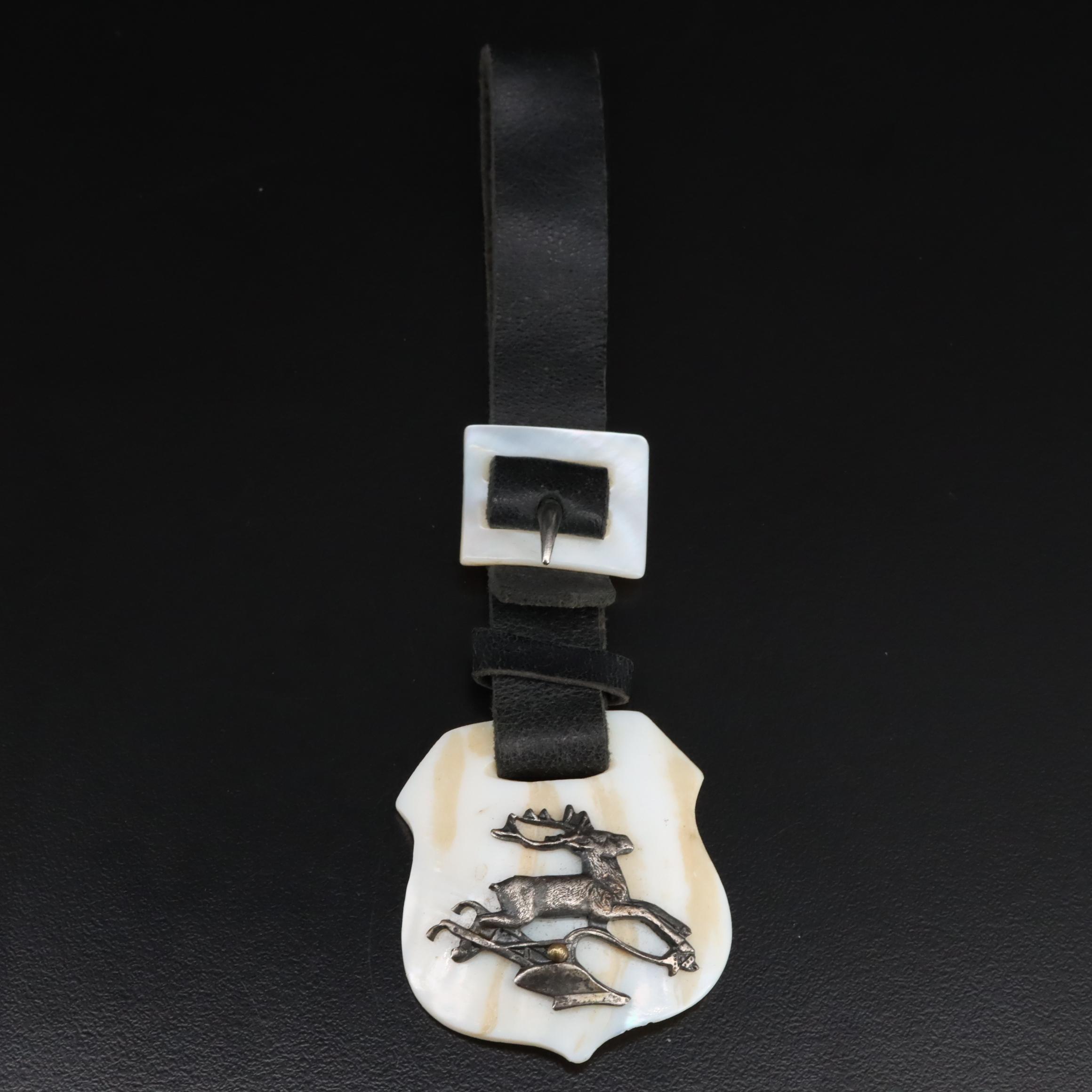 Vintage John Deere Advertisement Fob Including Mother-of-Pearl and Shell