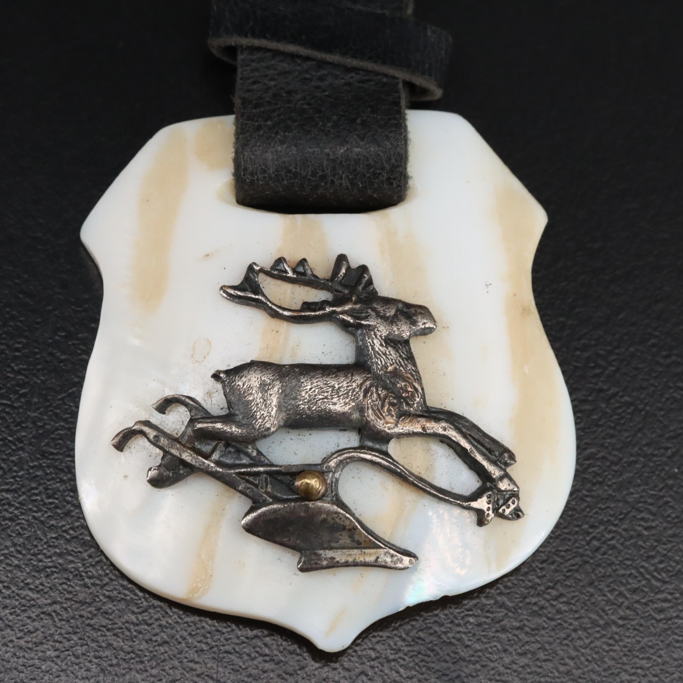 Vintage John Deere Advertisement Fob Including Mother-of-Pearl and Shell
