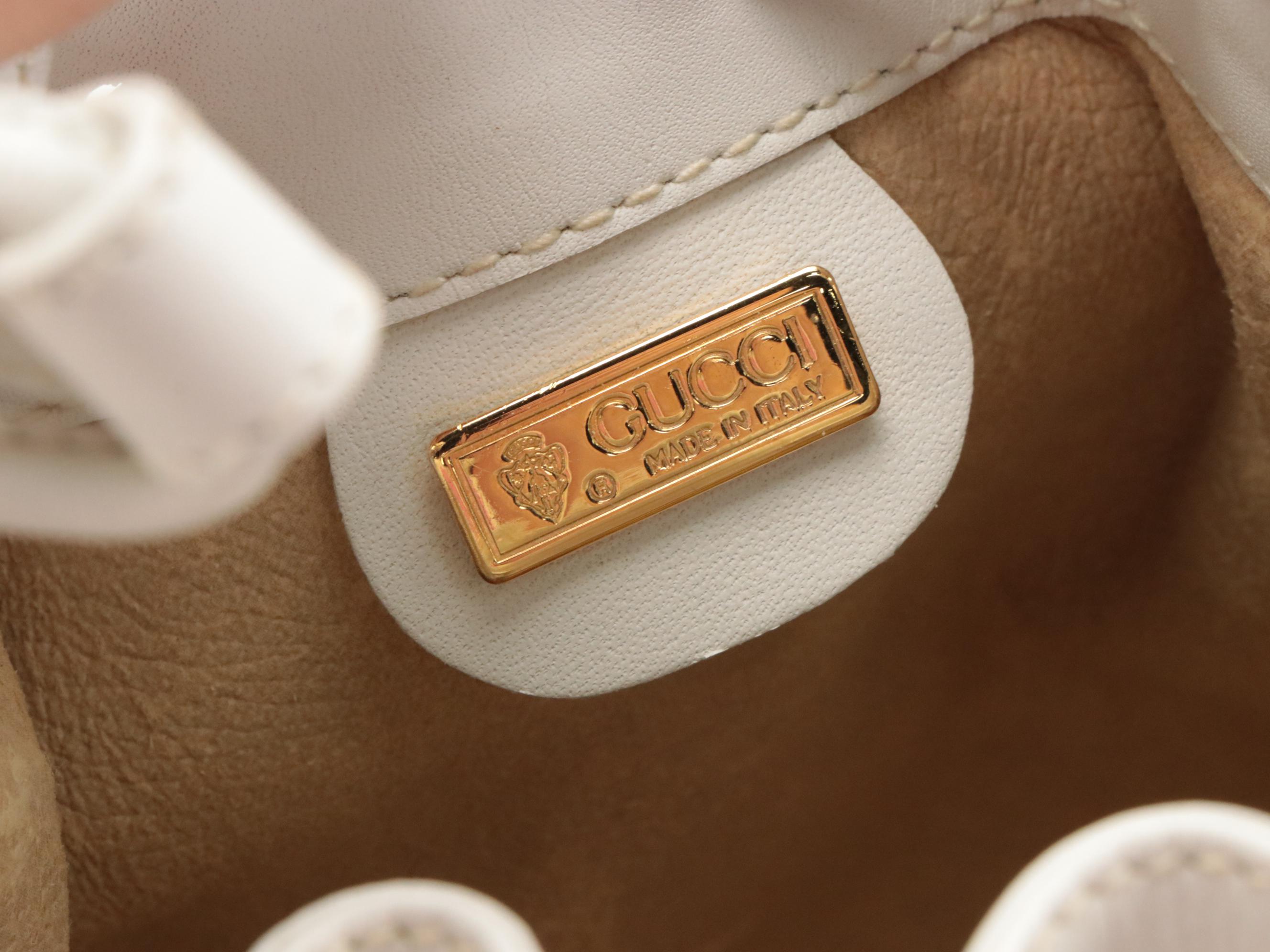 Gucci Drawstring Bucket Crossbody Bag in Flora Print Canvas and White Leather