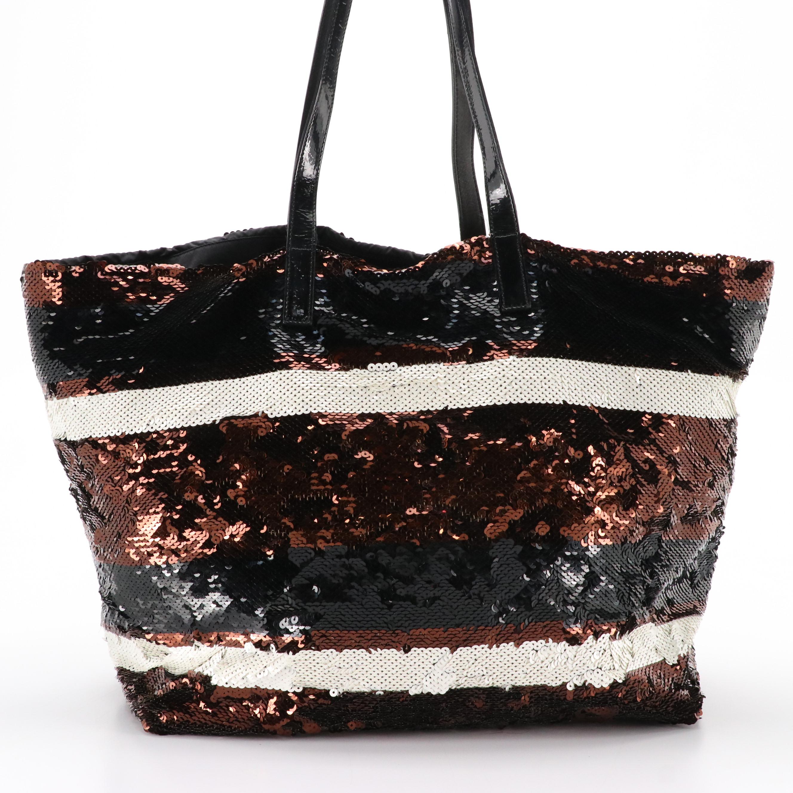Prada Striped Sequin Tote