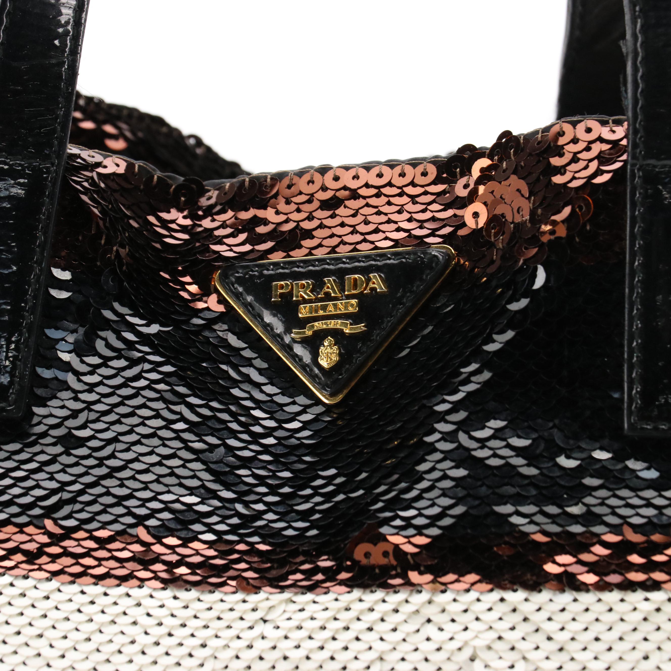 Prada Striped Sequin Tote