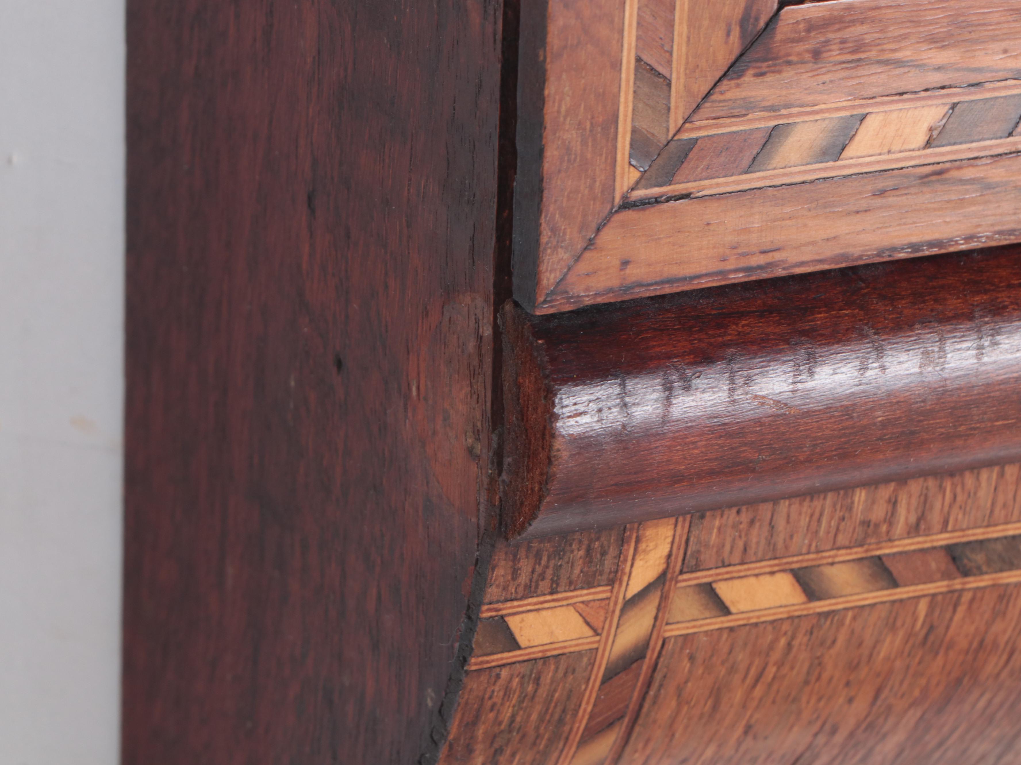 Walnut Inlaid Marquetry Wall Clock, Early 20th Century