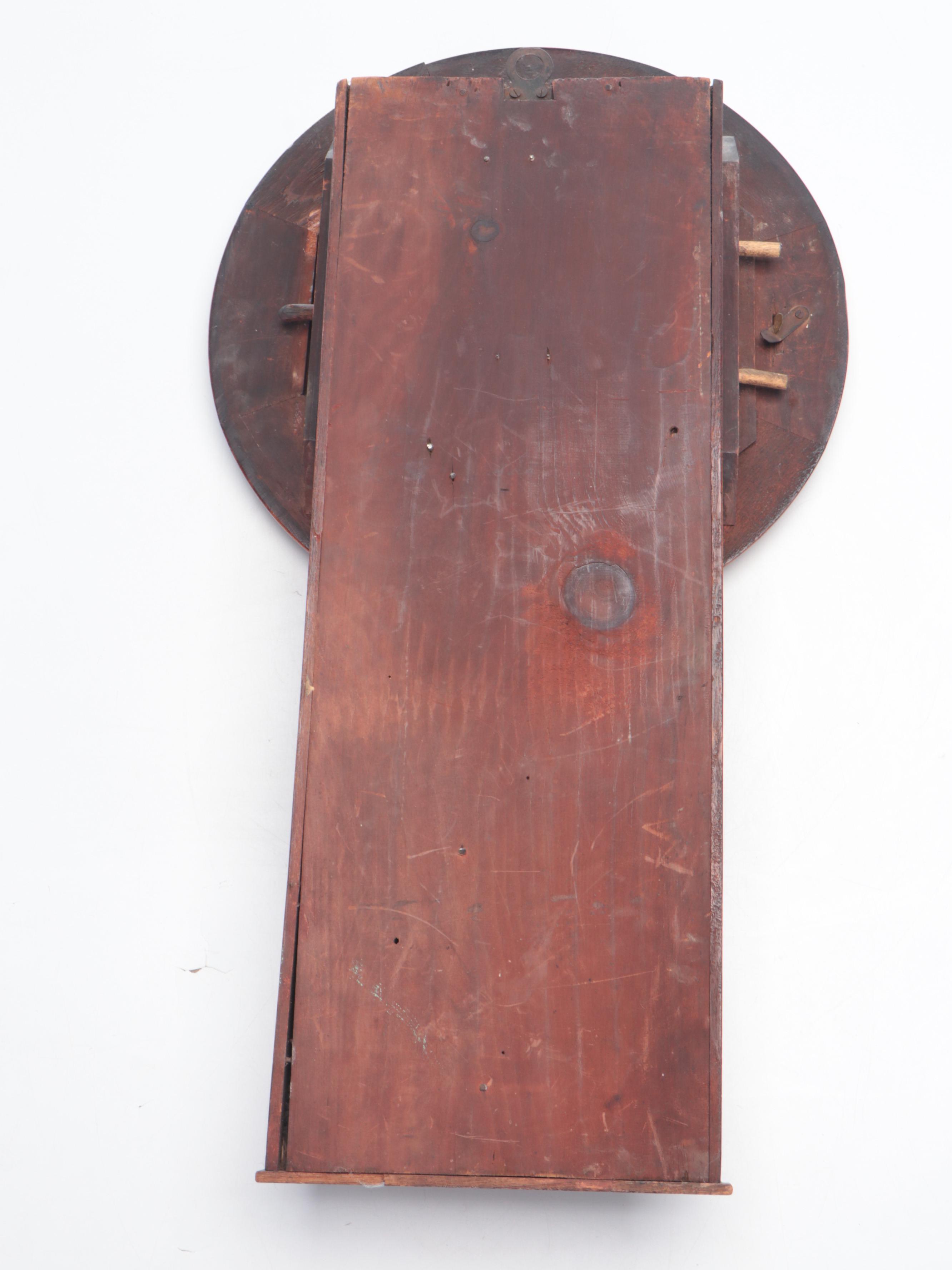 Walnut Inlaid Marquetry Wall Clock, Early 20th Century