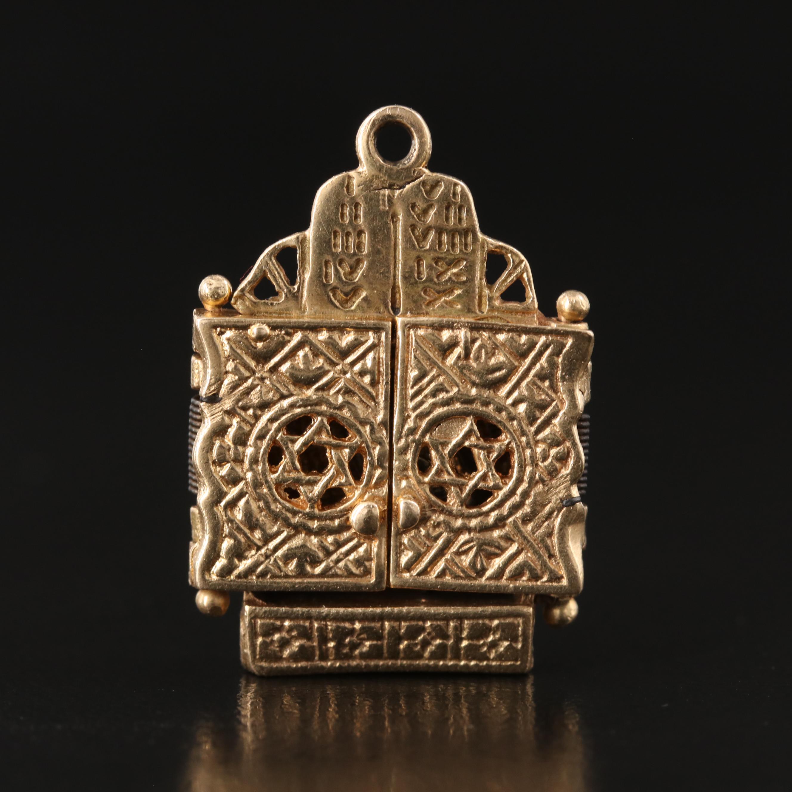 10K Diamond B'nai B'rith Menorah Pin and 14K Torah Ark Pendant