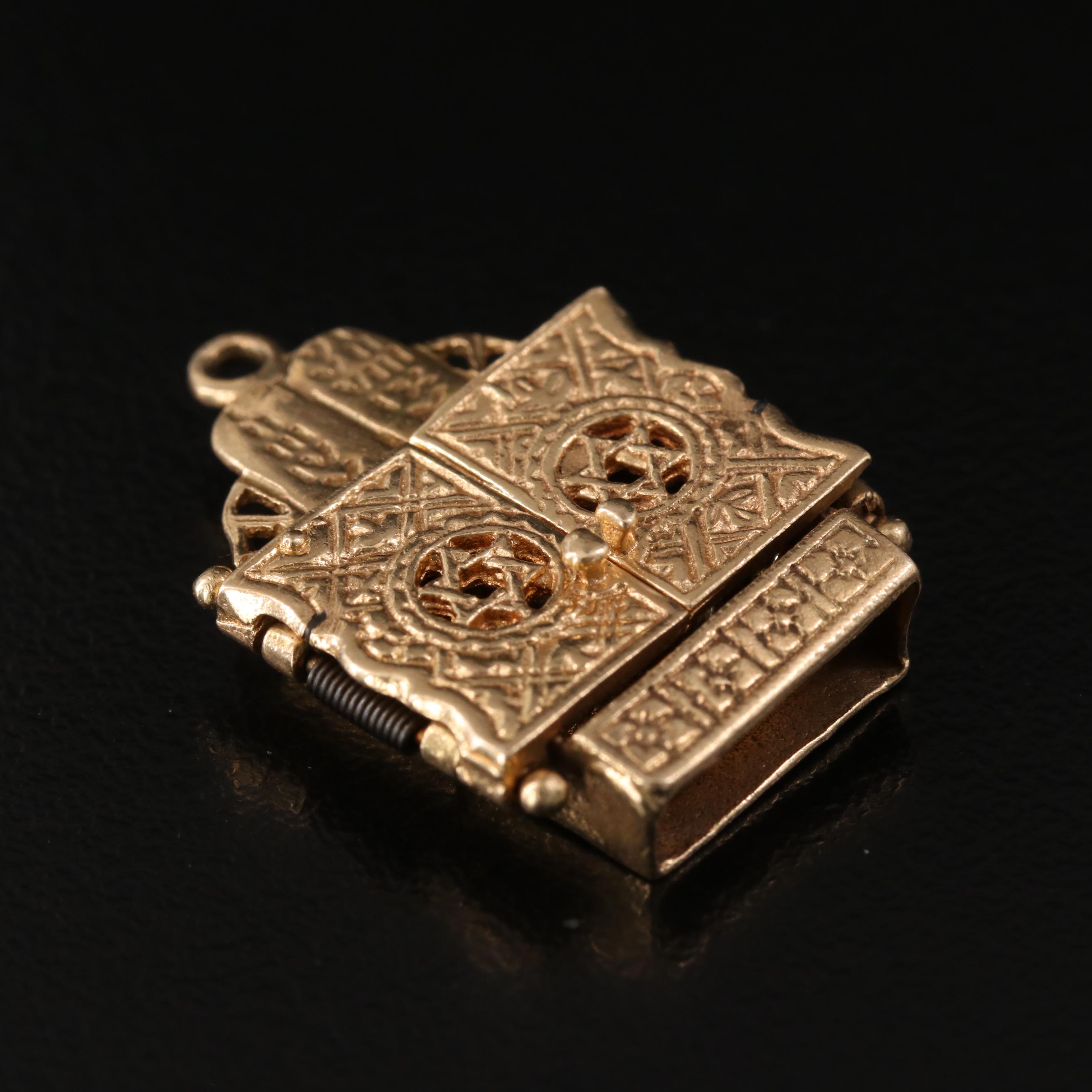 10K Diamond B'nai B'rith Menorah Pin and 14K Torah Ark Pendant