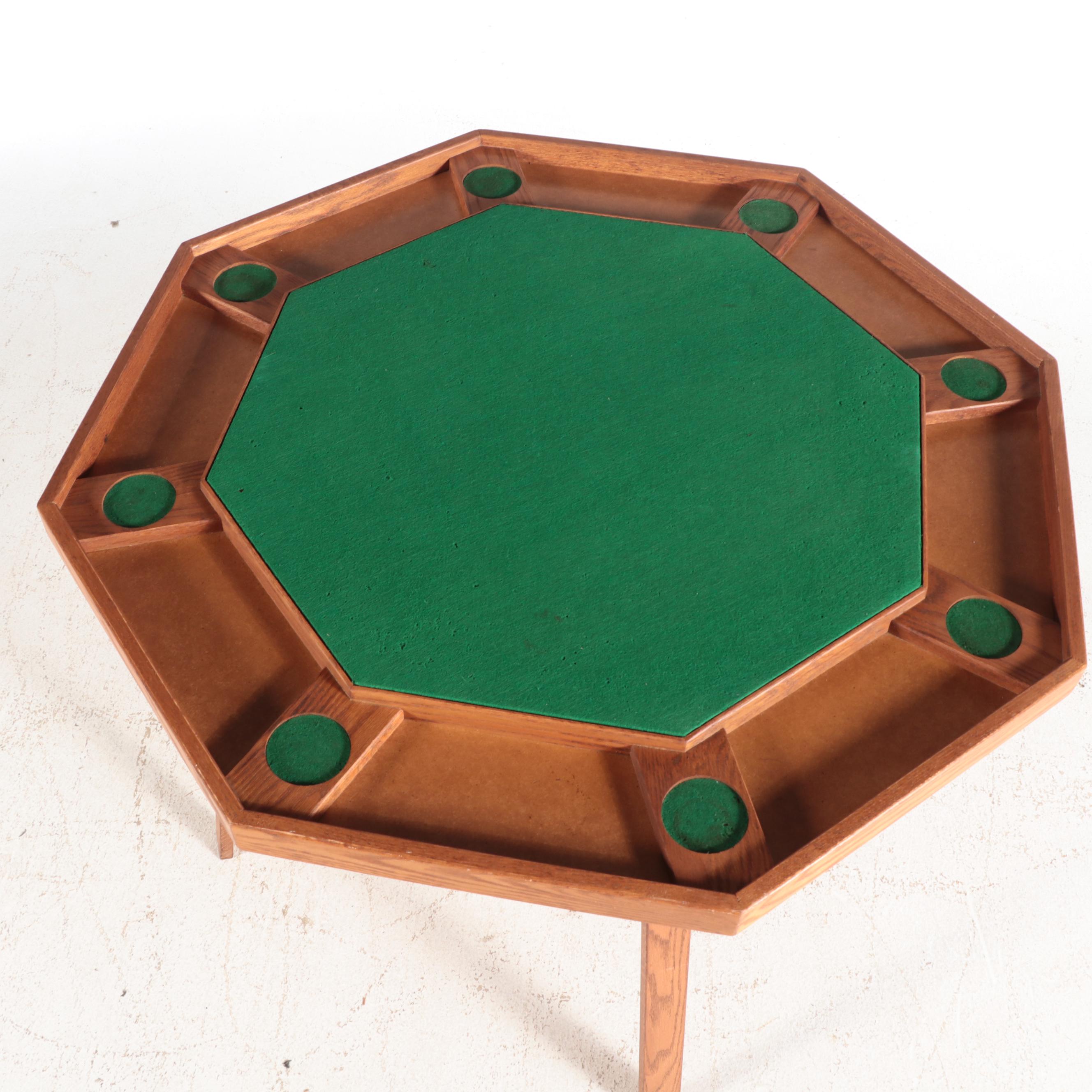 Oak Compact Folding Poker Table