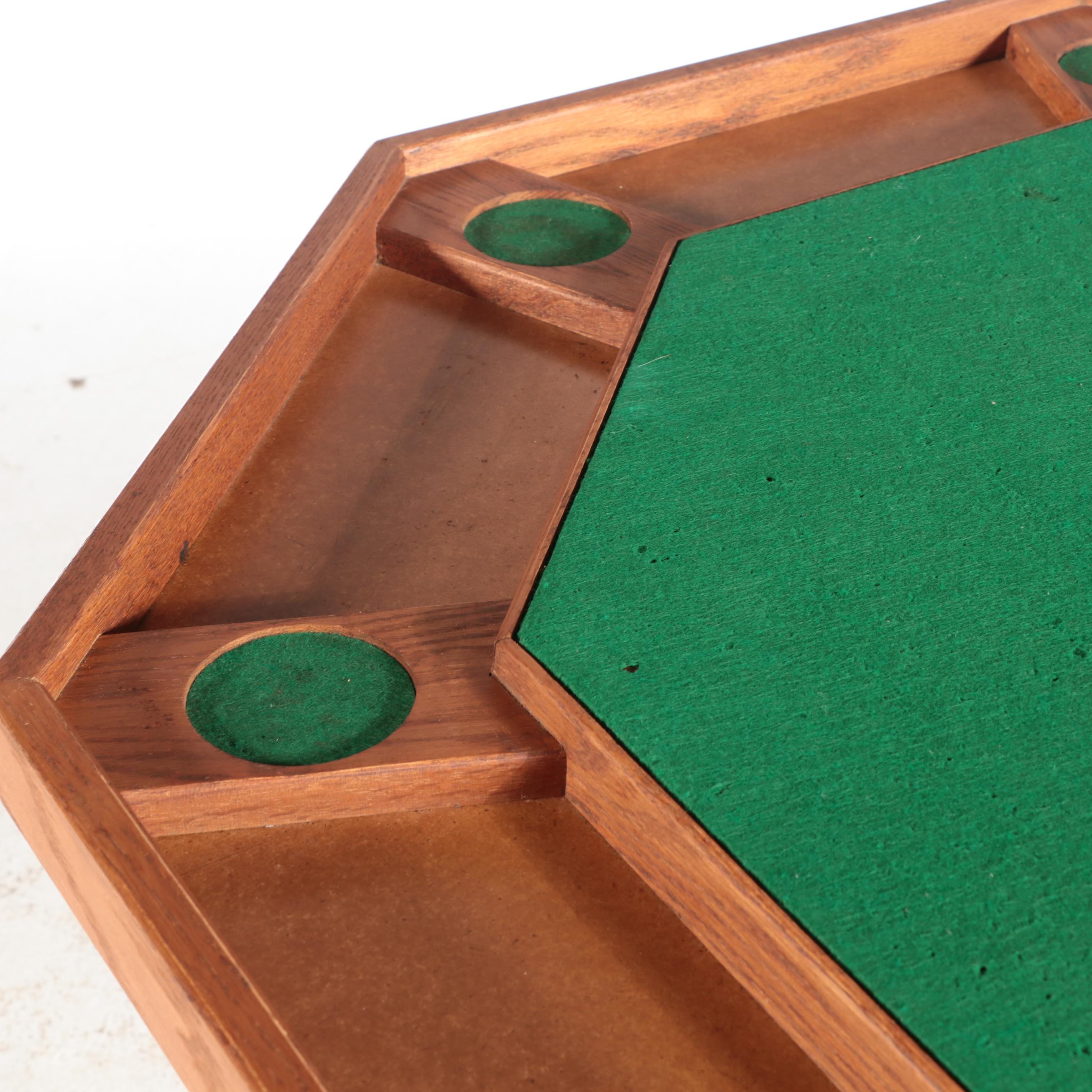 Oak Compact Folding Poker Table