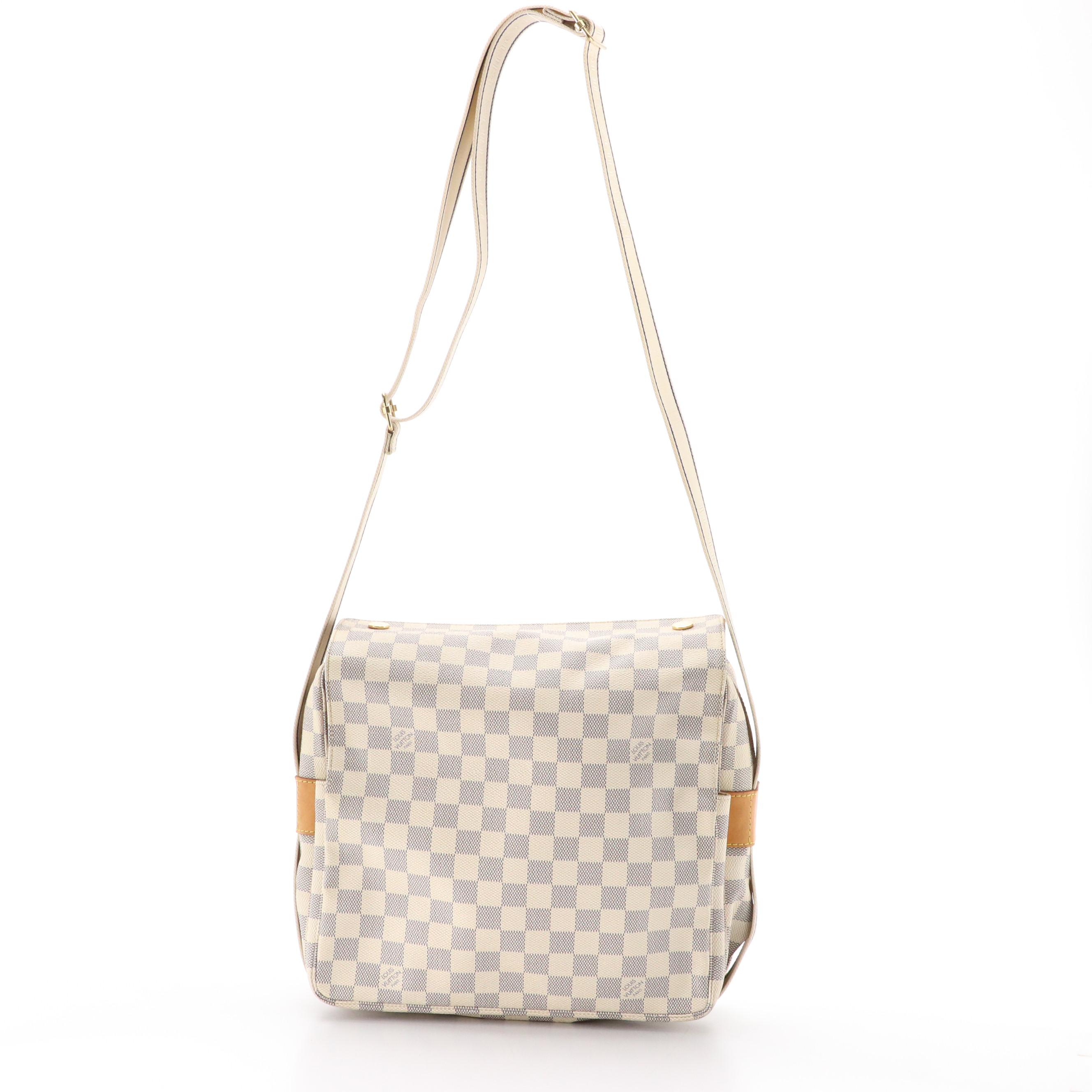 Louis Vuitton Naviglio Crossbody Messenger Bag in Damier Azur Coated Canvas