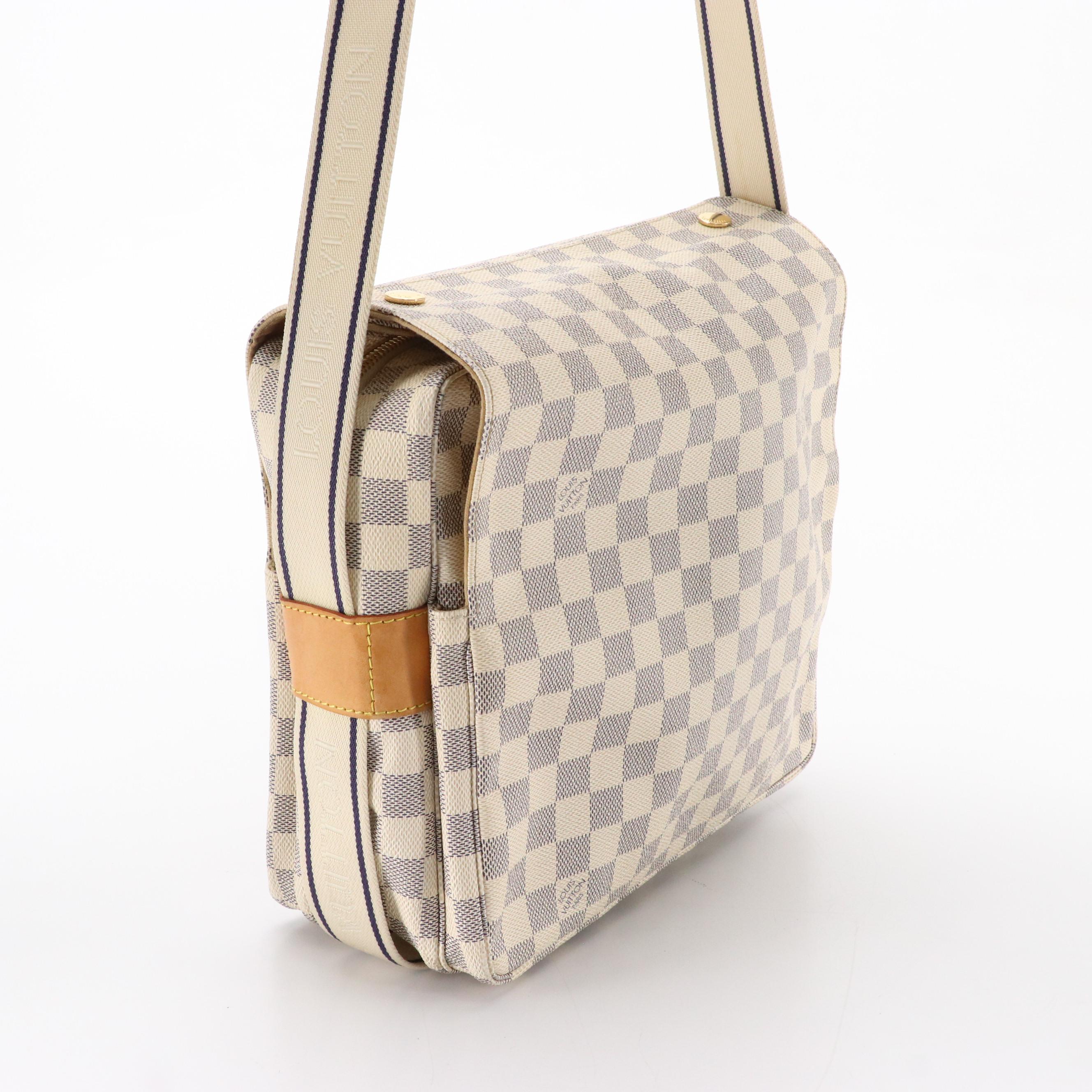 Louis Vuitton Naviglio Crossbody Messenger Bag in Damier Azur Coated Canvas