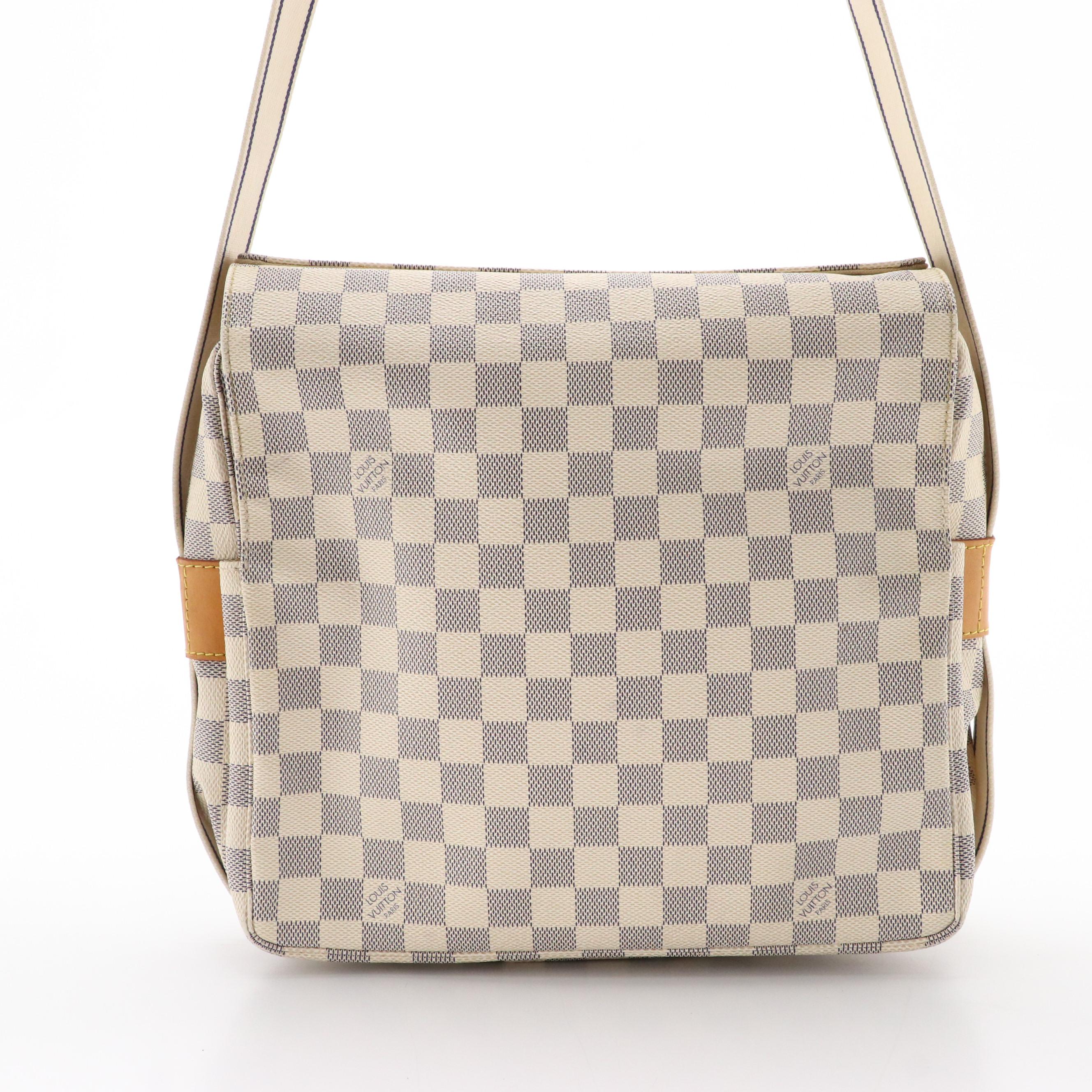 Louis Vuitton Naviglio Crossbody Messenger Bag in Damier Azur Coated Canvas