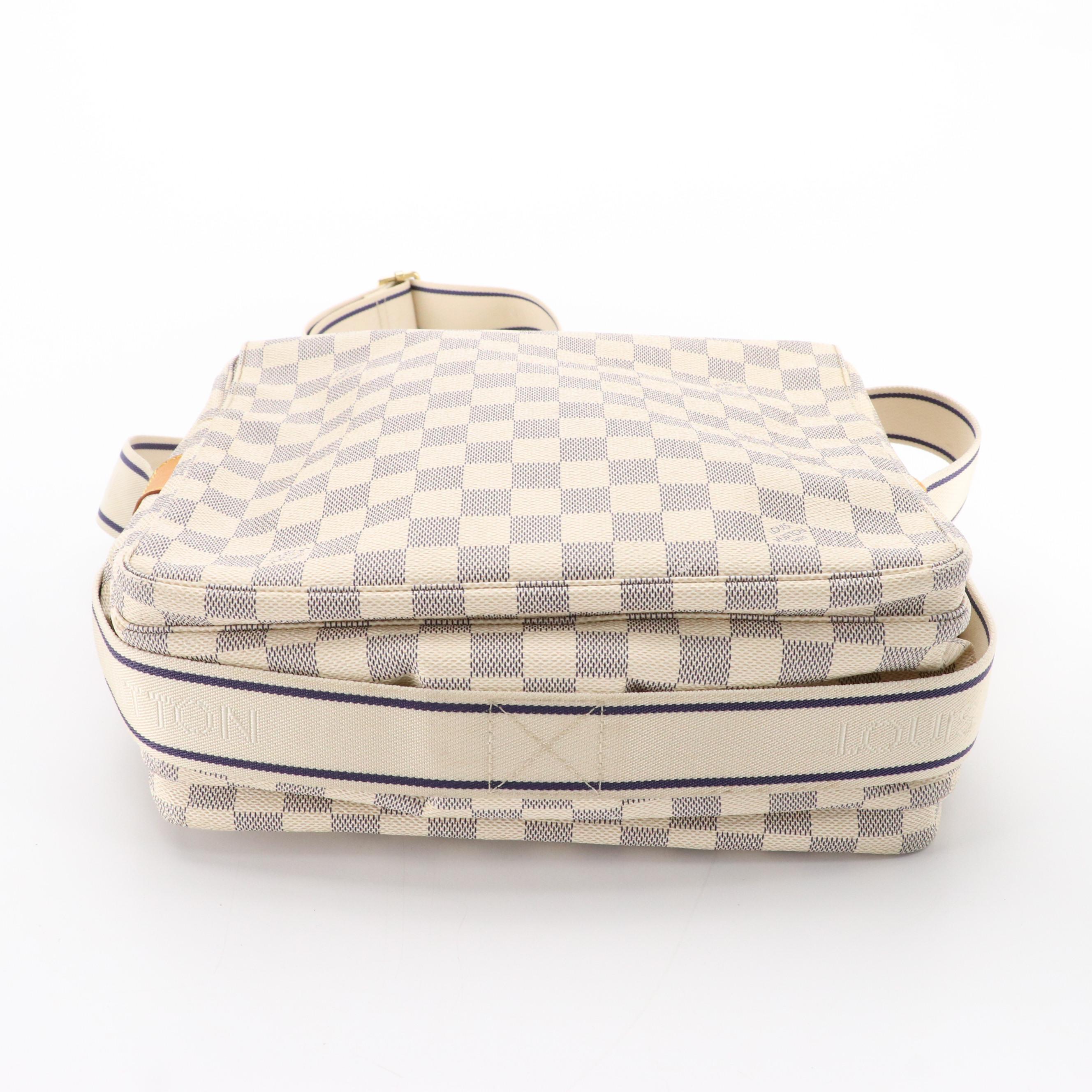 Louis Vuitton Naviglio Crossbody Messenger Bag in Damier Azur Coated Canvas