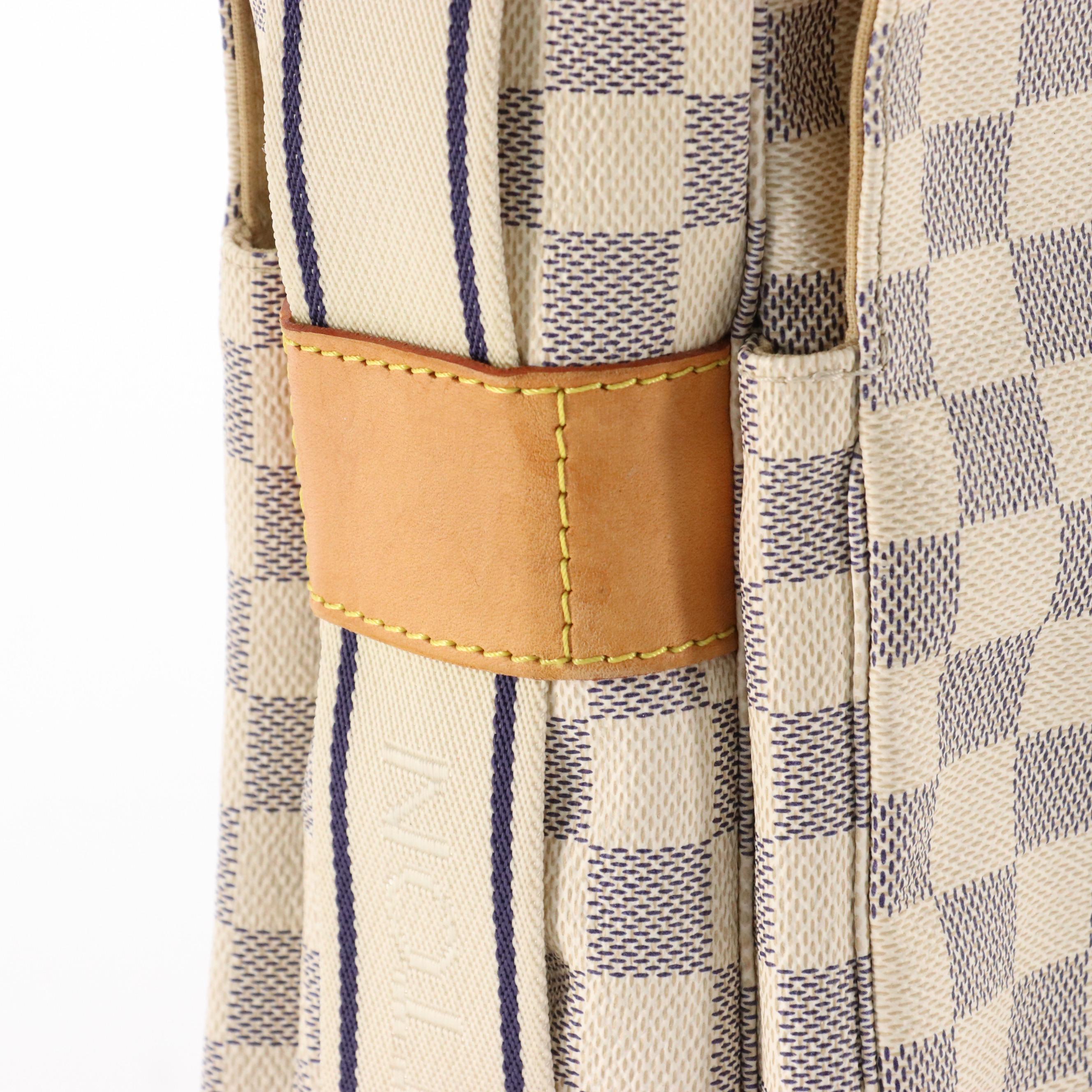 Louis Vuitton Naviglio Crossbody Messenger Bag in Damier Azur Coated Canvas