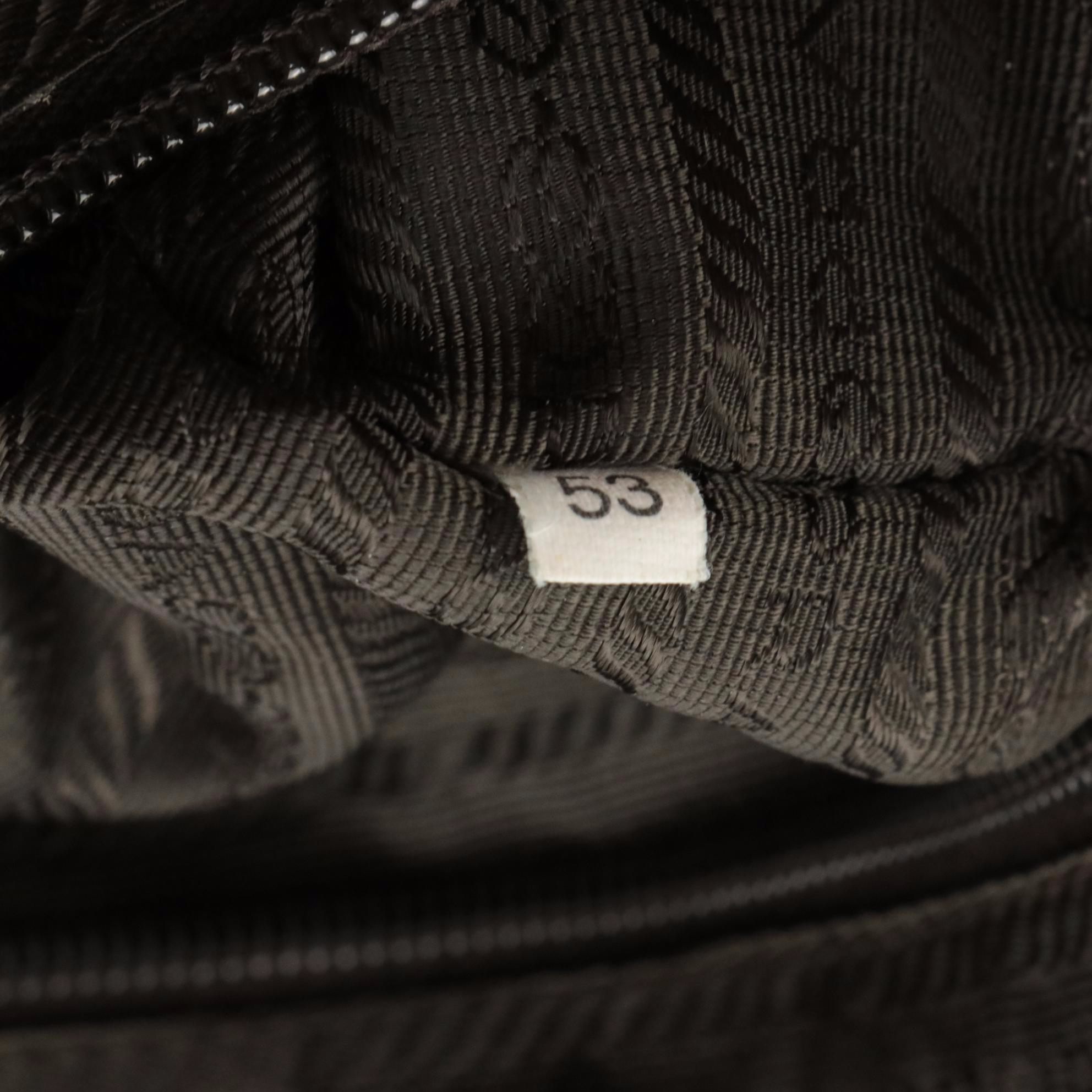 Prada Bowling Bag in Beige Canvas and Brown Leather