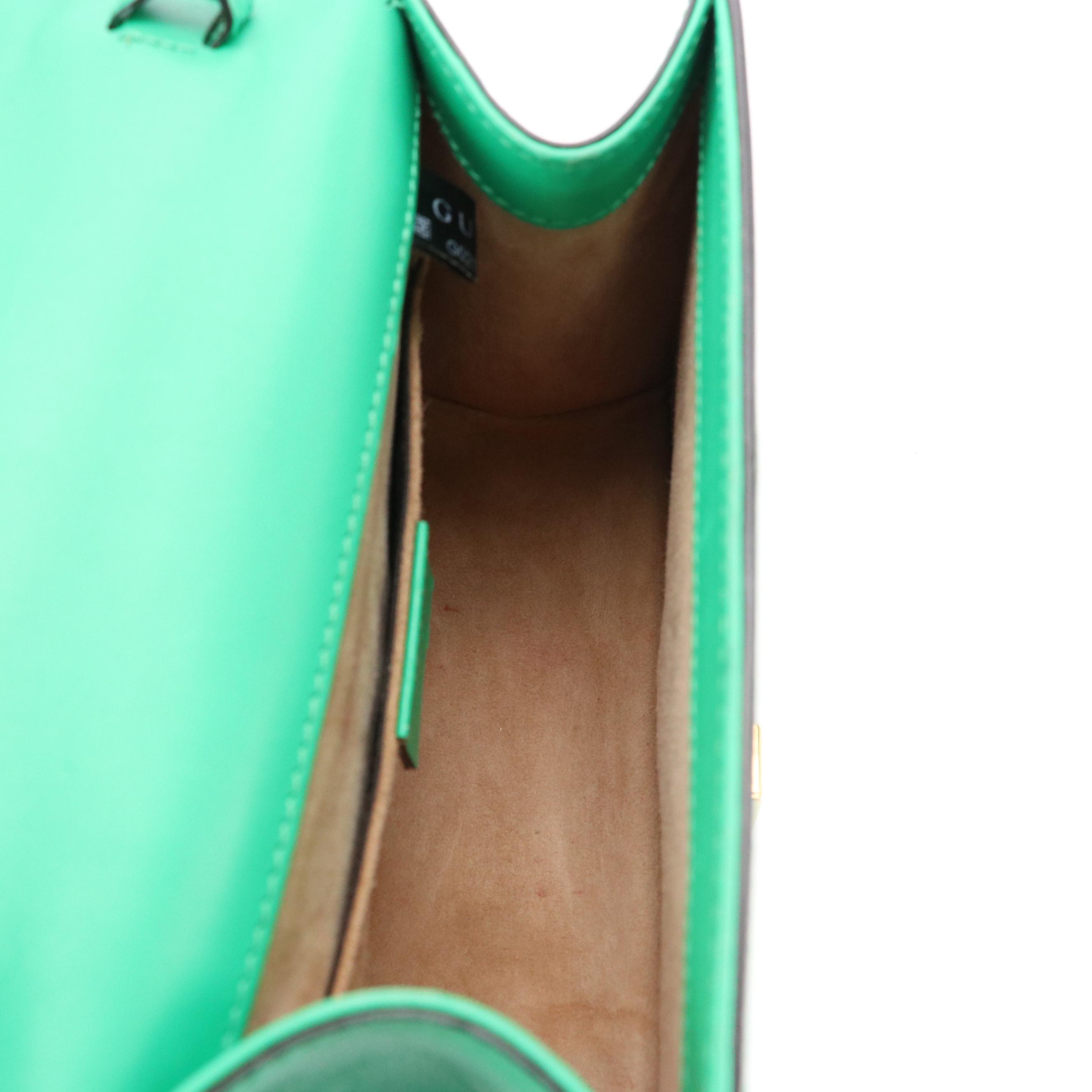 Gucci Sylvie Web Chain Two-Way Bag in Green Leather