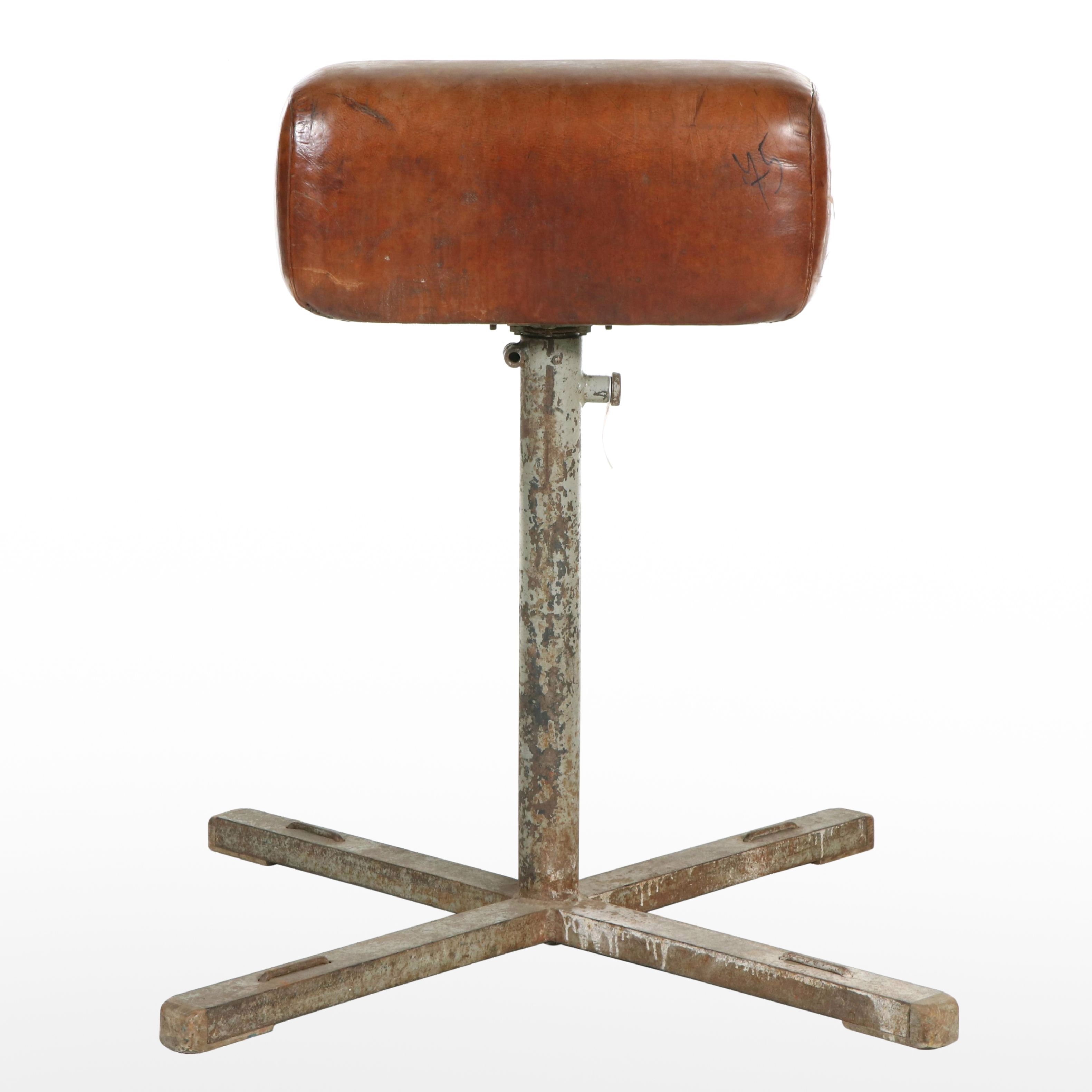 J. Seidl East European Gym Buck Pommel on Iron Stand, 20th C.