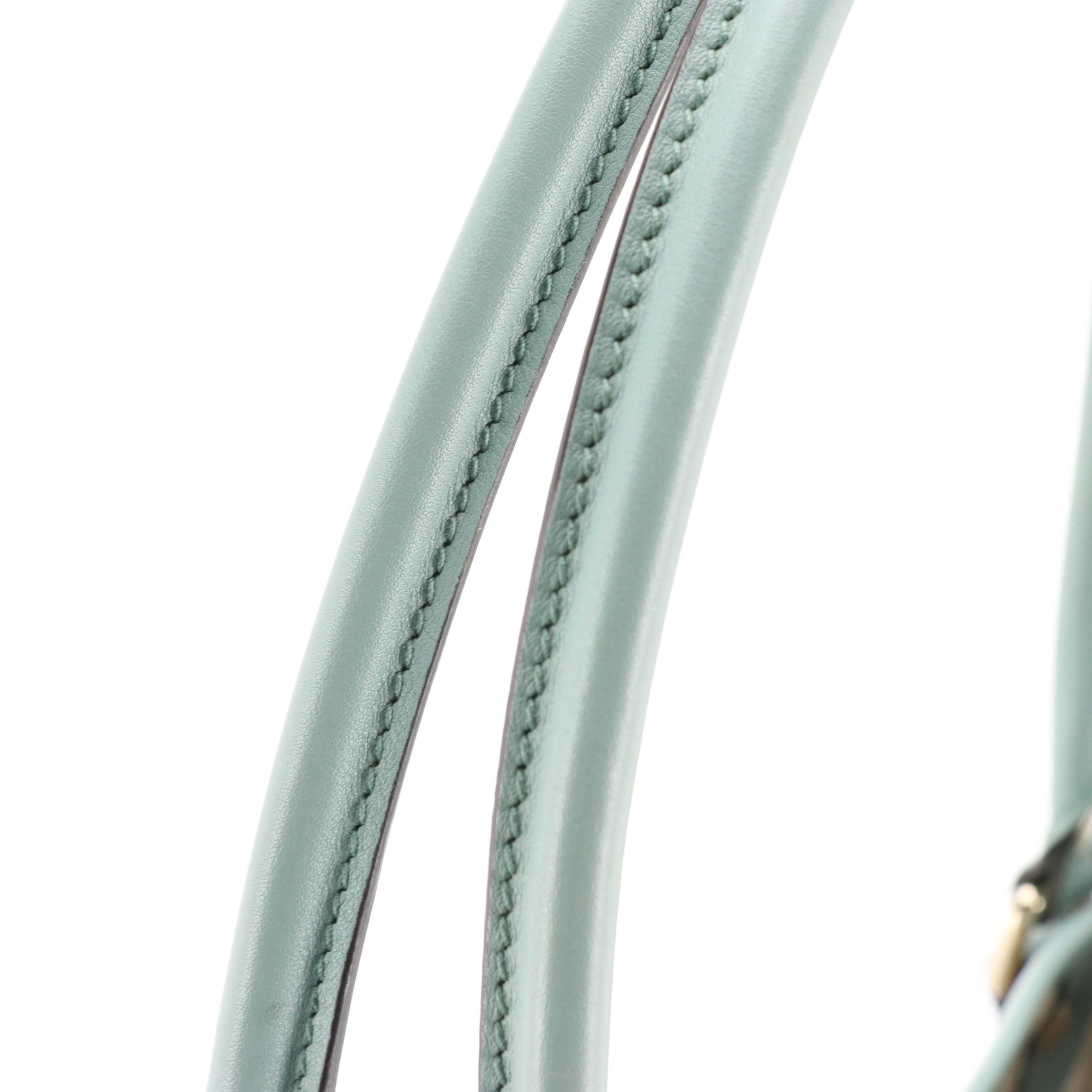 Gucci Joy Tote in GG Supreme Canvas and Muted Teal Leather Trim