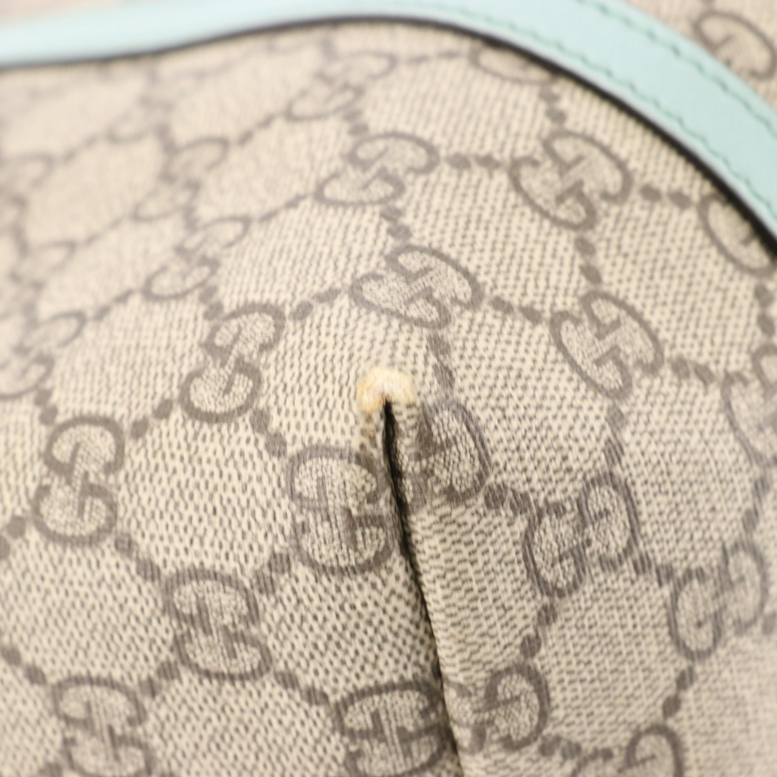 Gucci Joy Tote in GG Supreme Canvas and Muted Teal Leather Trim