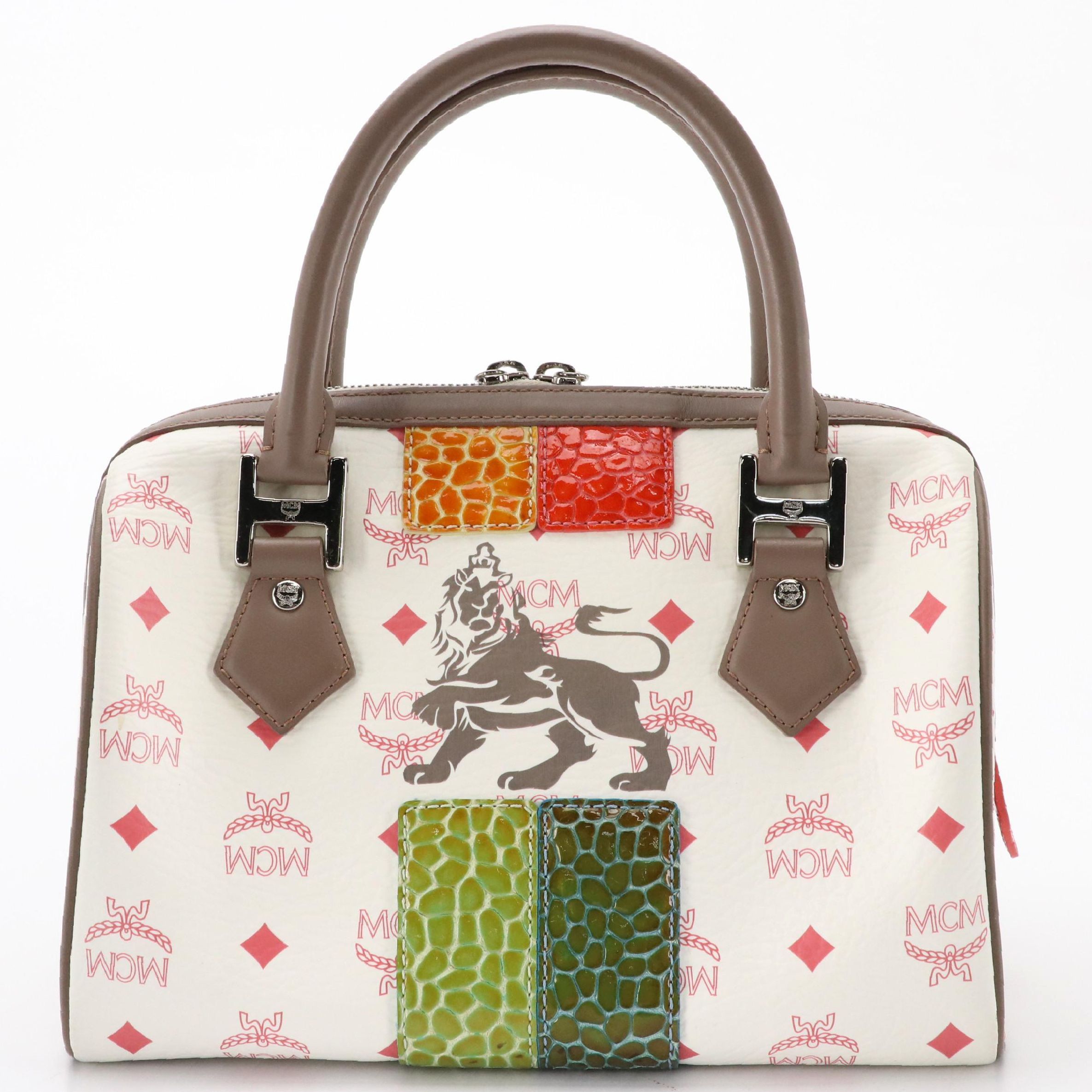 Mcm lion boston bag top