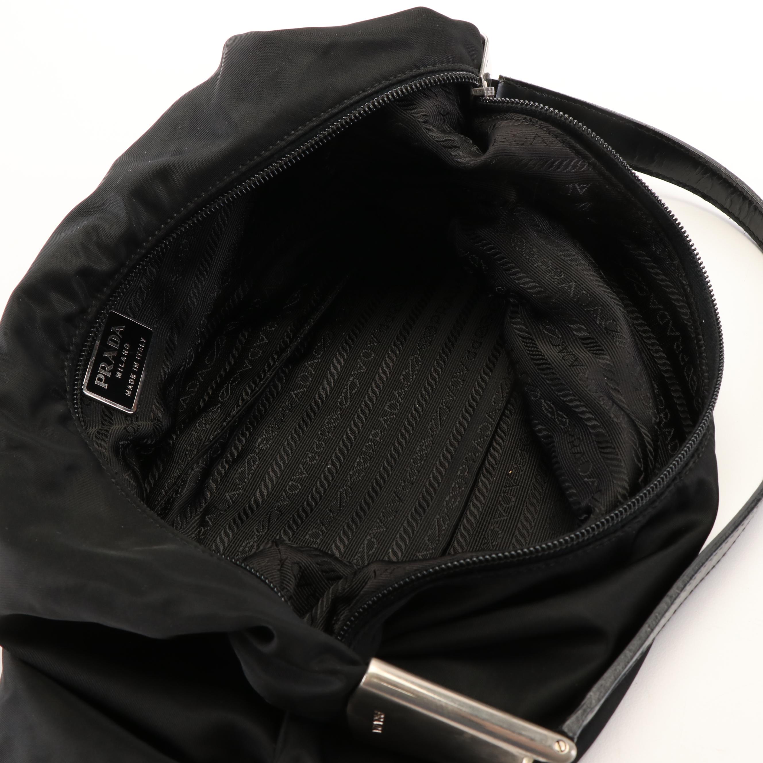 Prada Black Tessuto Nylon Hobo Bag