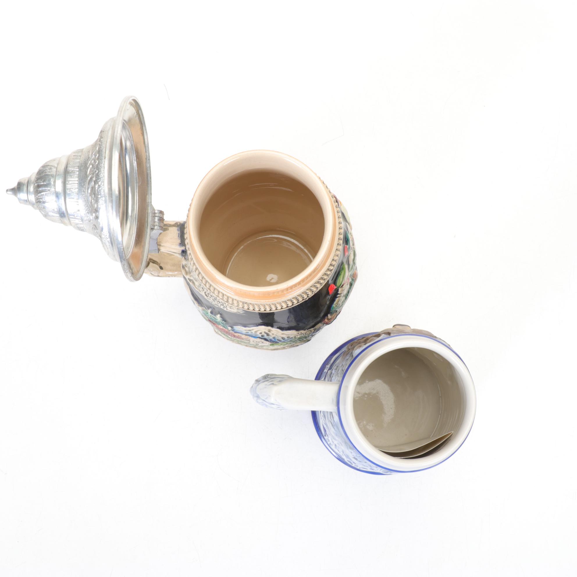 Zoller & Born West German Beer Stein with Avon "Grey Wolf" Stein and a Tray