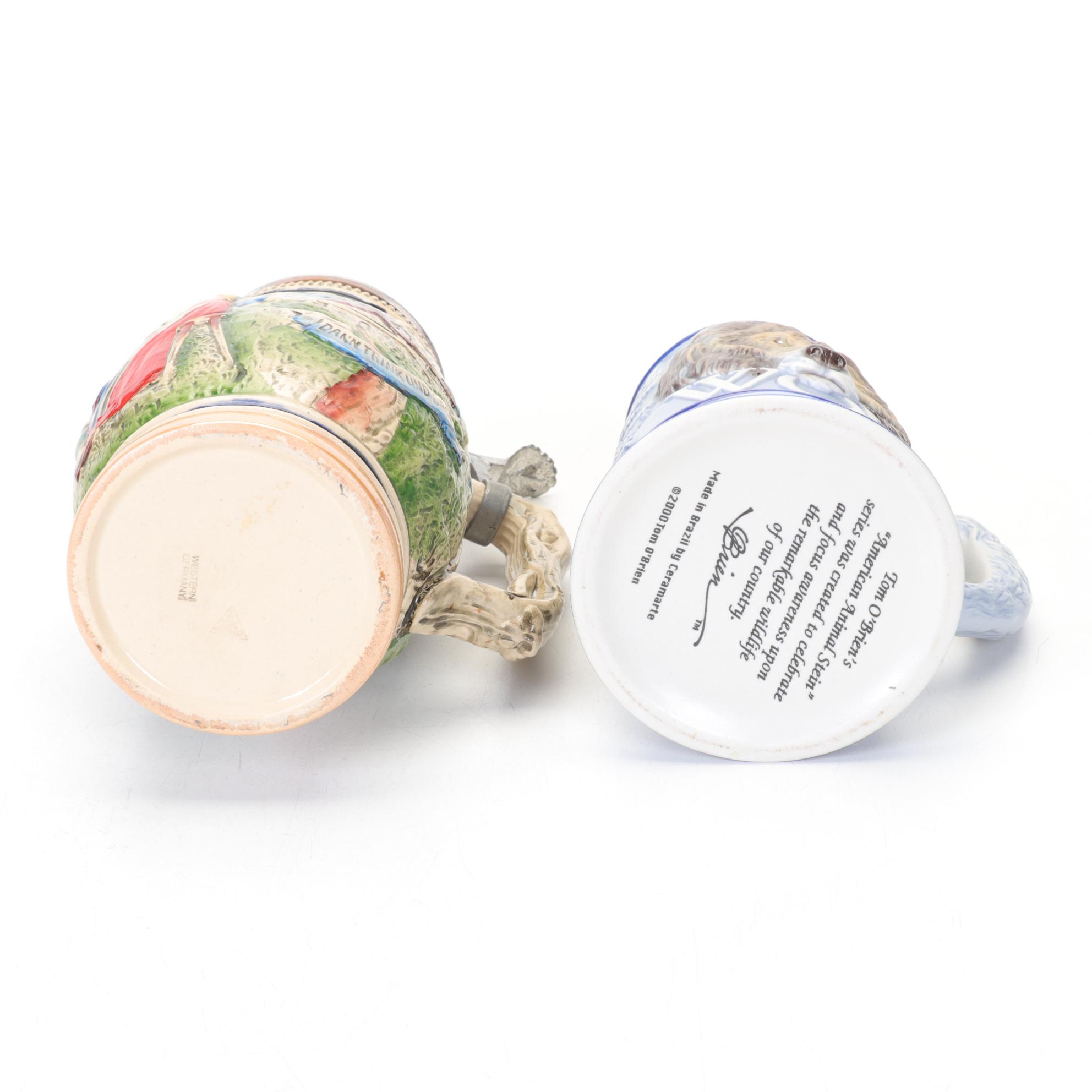 Zoller & Born West German Beer Stein with Avon "Grey Wolf" Stein and a Tray