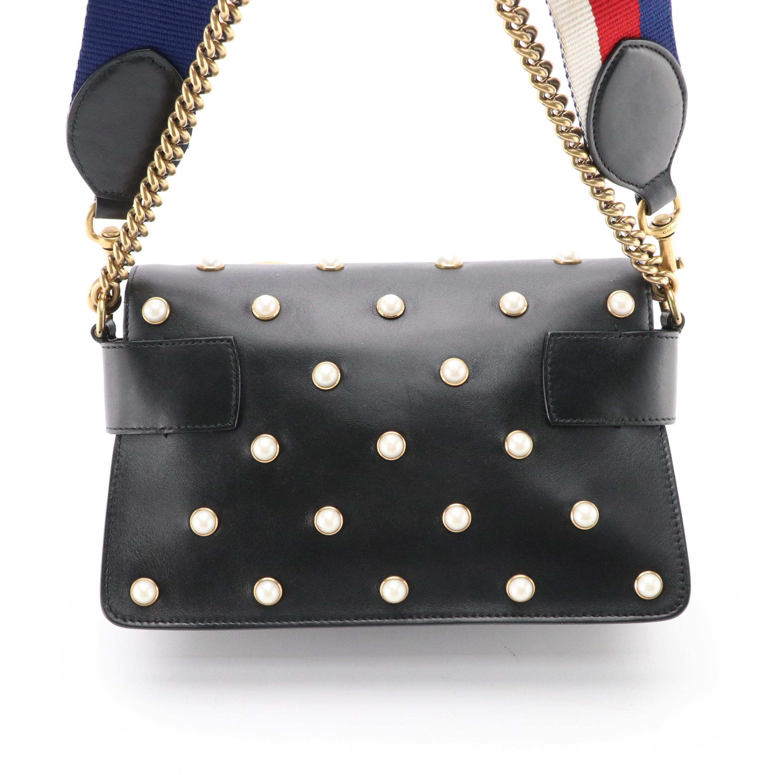 Gucci Queen Margaret Broadway Embellished Black Leather Two-Way Bag
