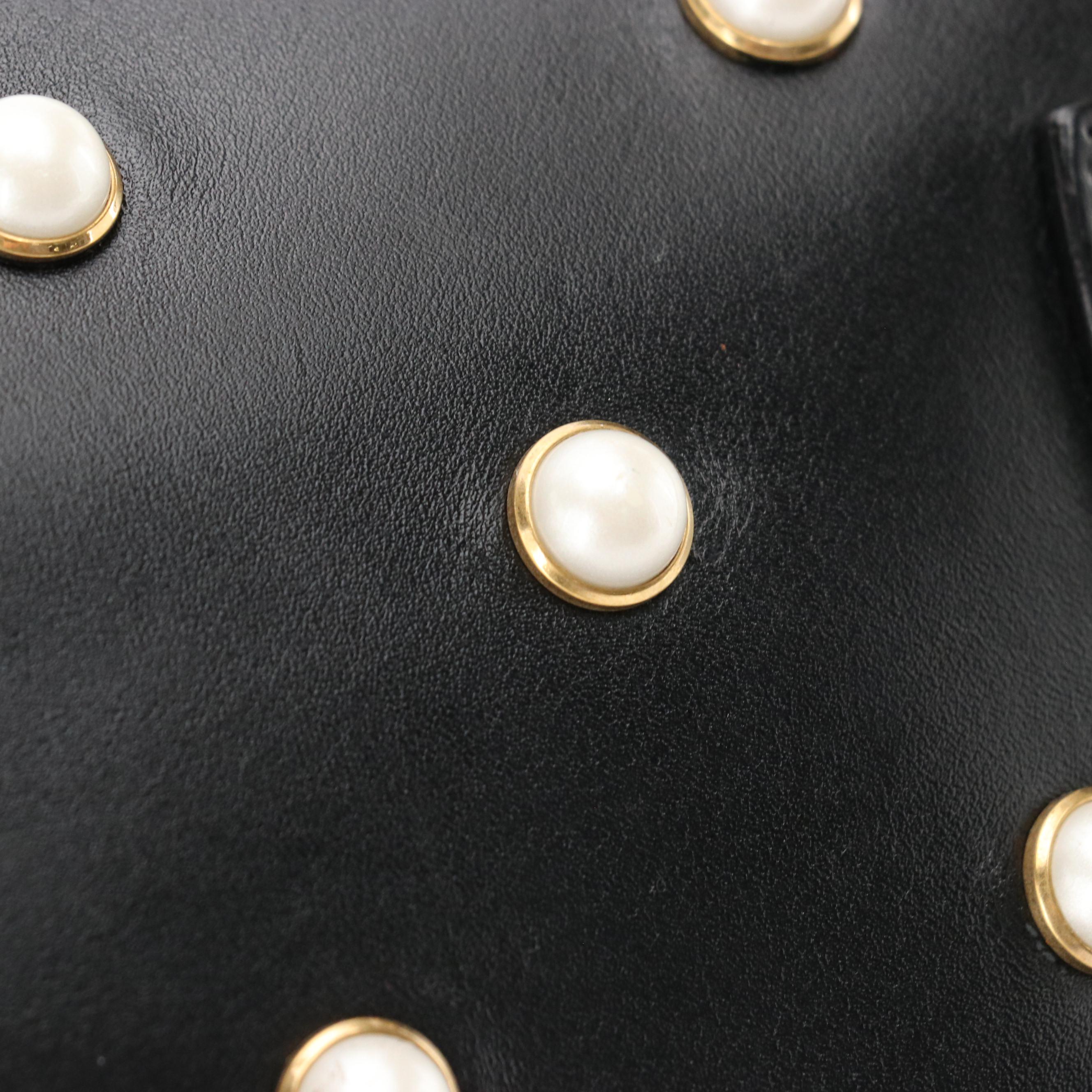 Gucci Queen Margaret Broadway Embellished Black Leather Two-Way Bag