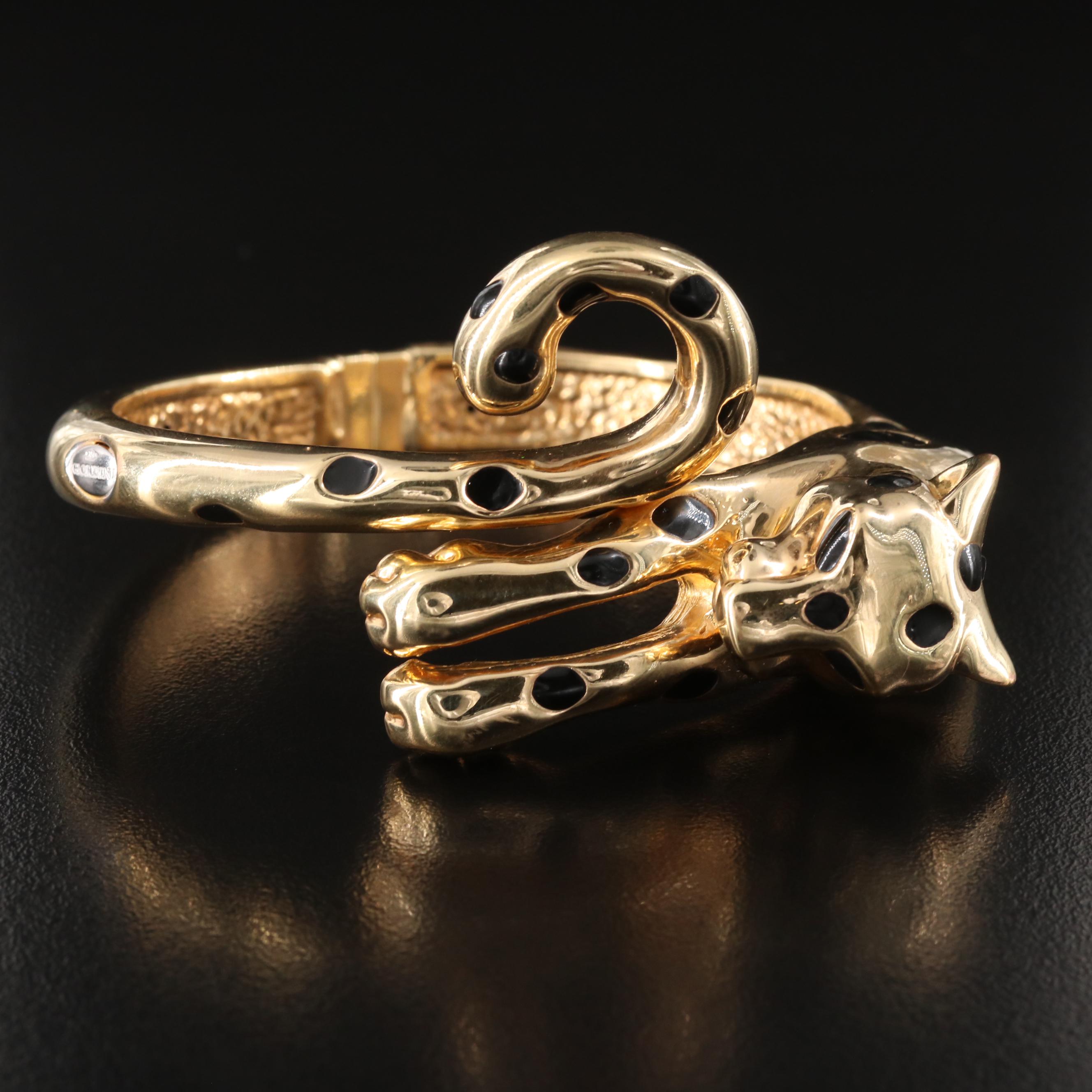 Giordini 18K Leopard Enamel Bangle Bracelet