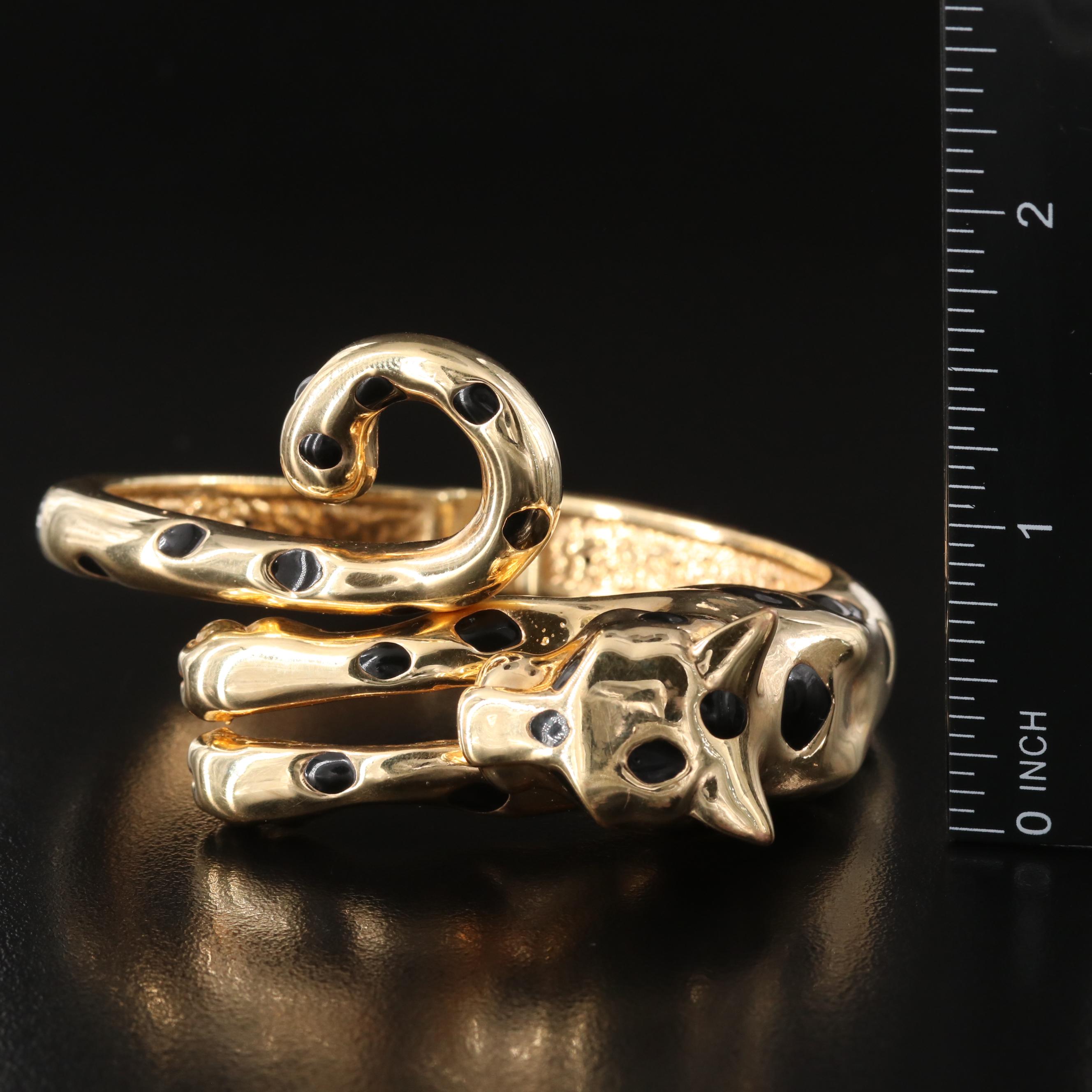 Giordini 18K Leopard Enamel Bangle Bracelet