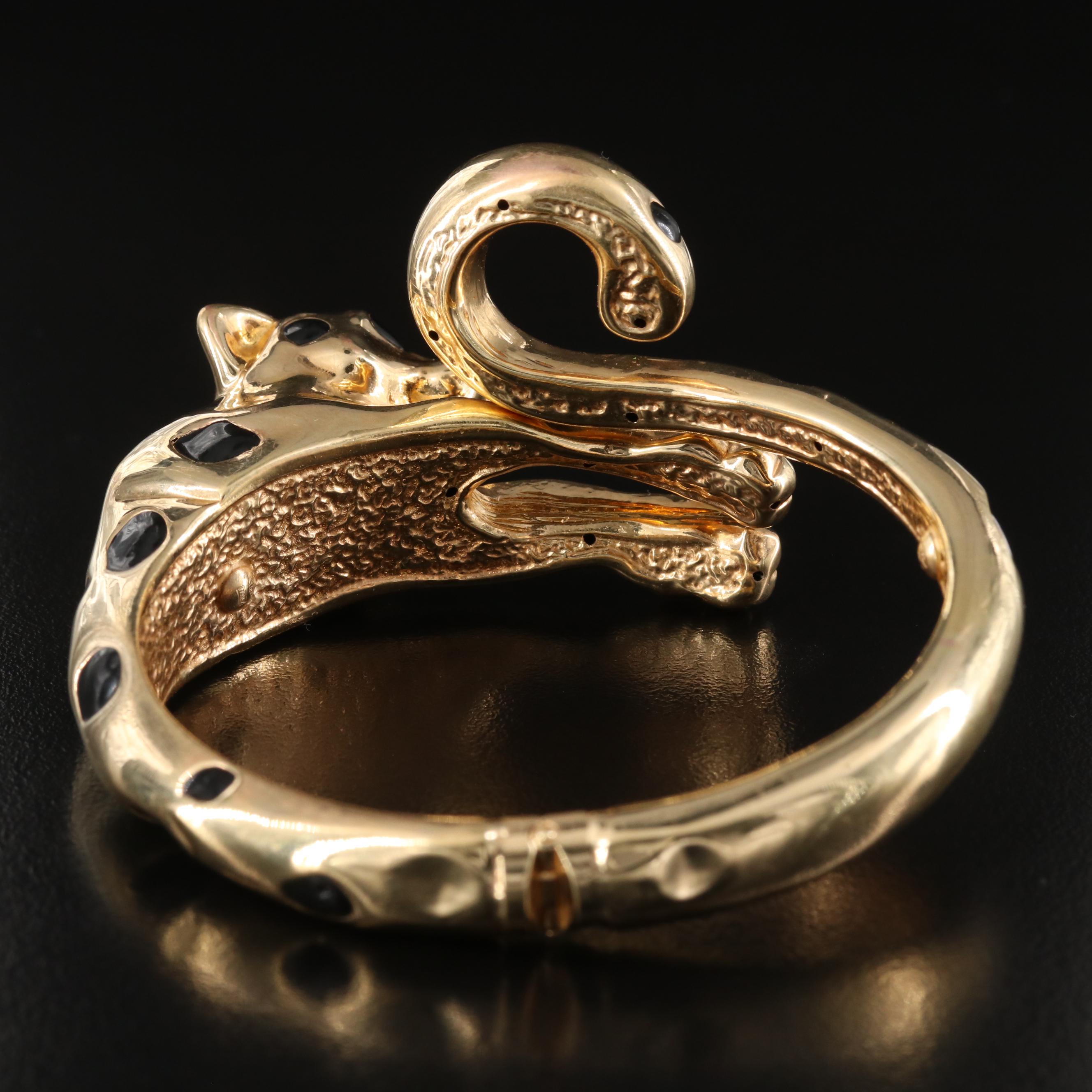 Giordini 18K Leopard Enamel Bangle Bracelet