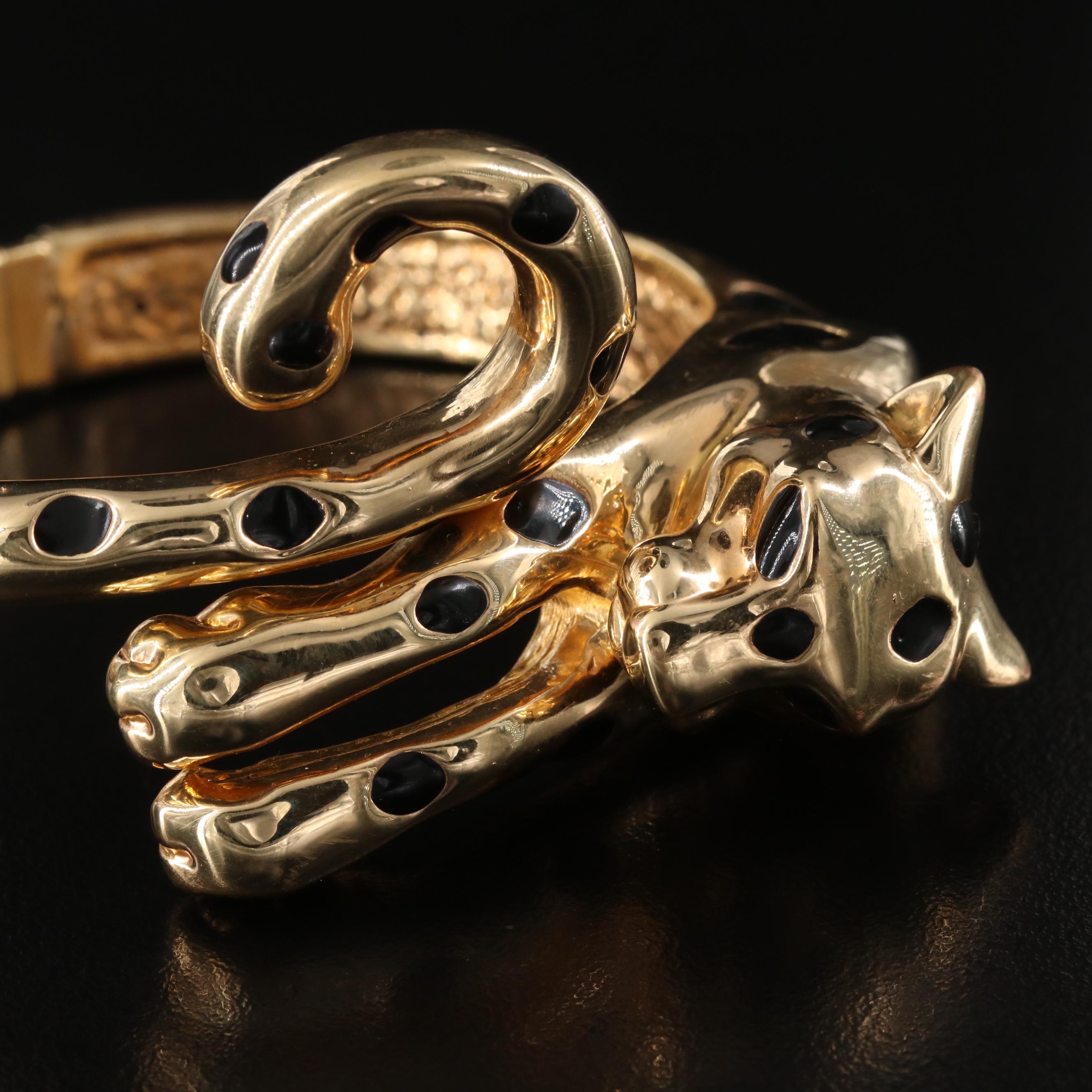 Giordini 18K Leopard Enamel Bangle Bracelet