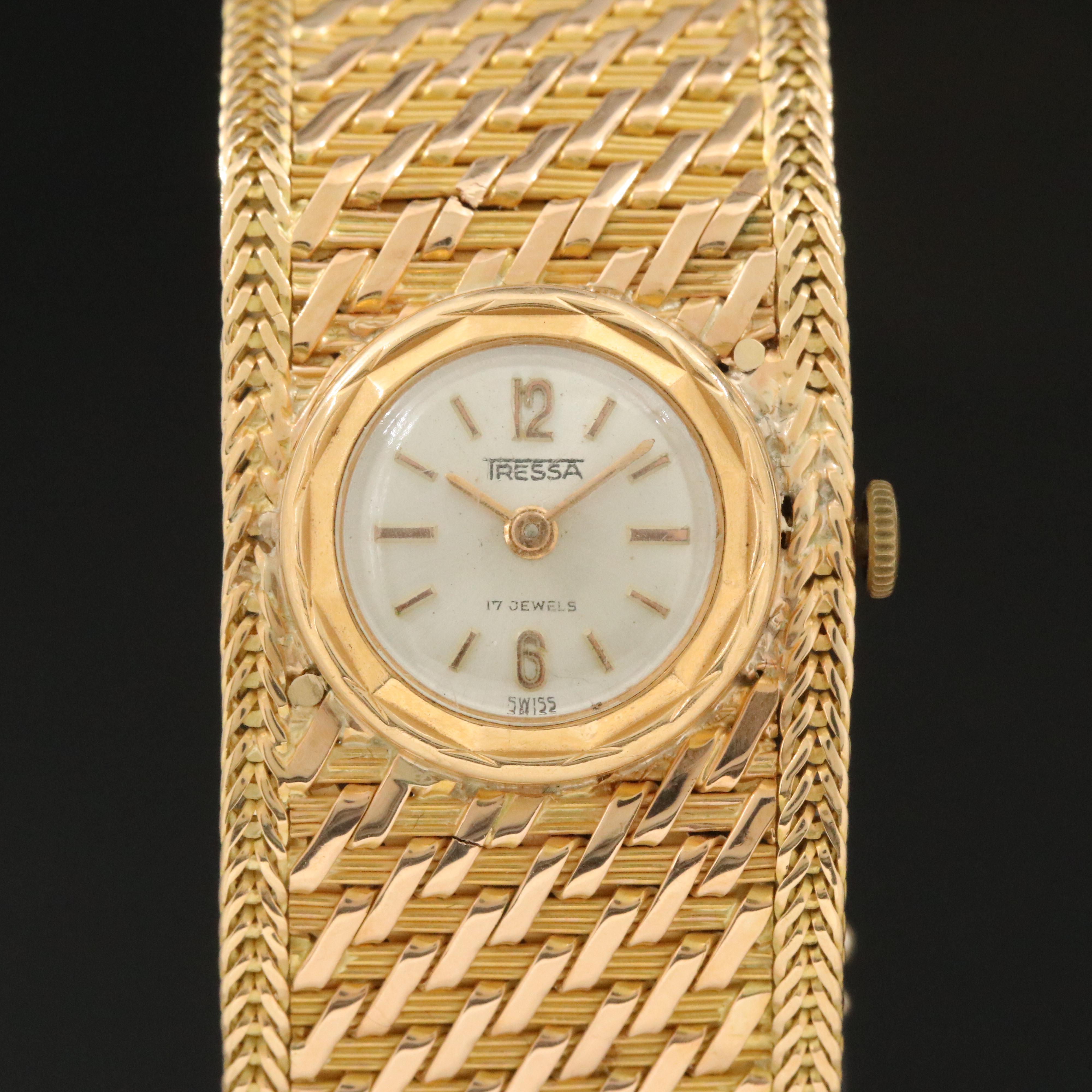 Tressa 18K Gold Basket Weave Bracelet Watch