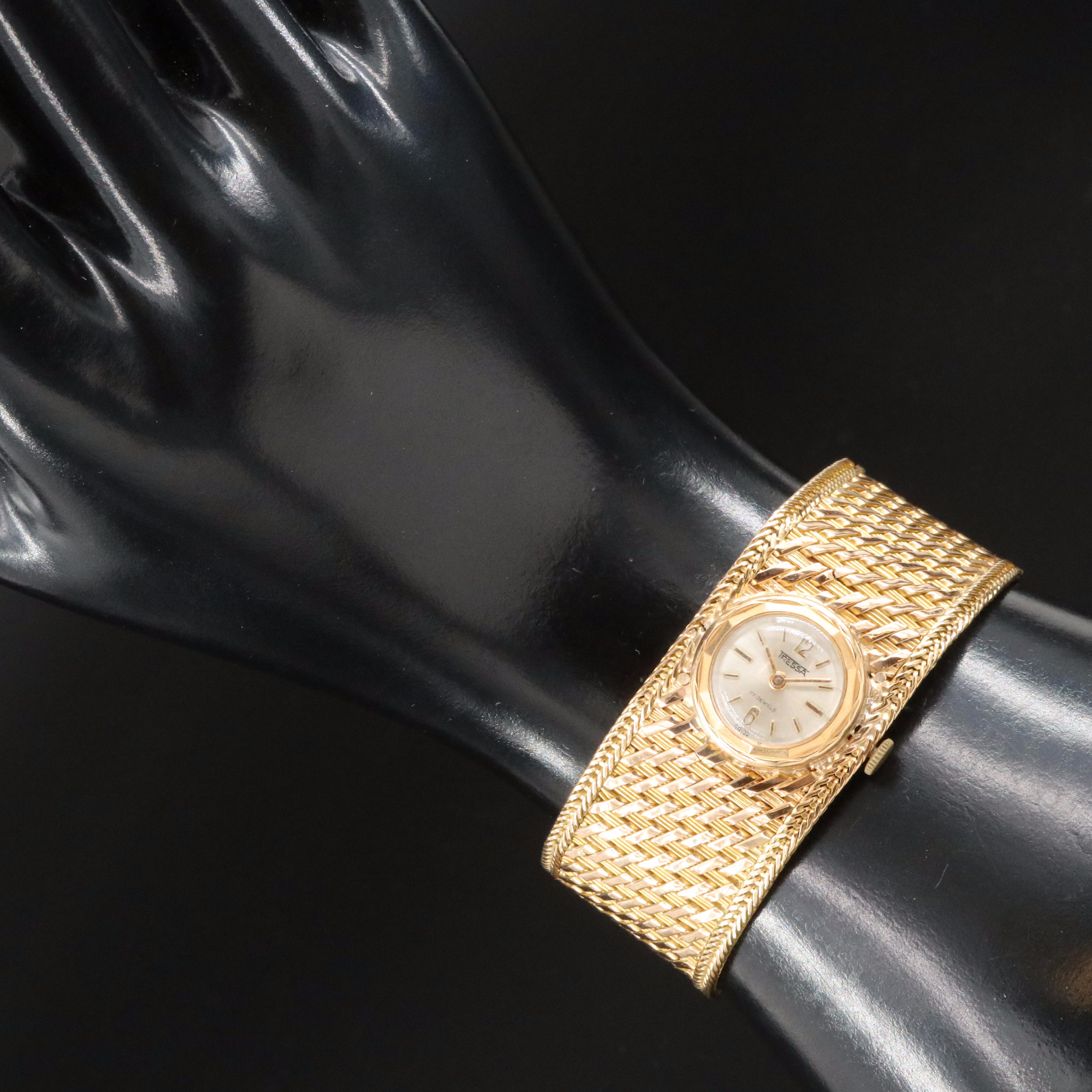 Tressa 18K Gold Basket Weave Bracelet Watch