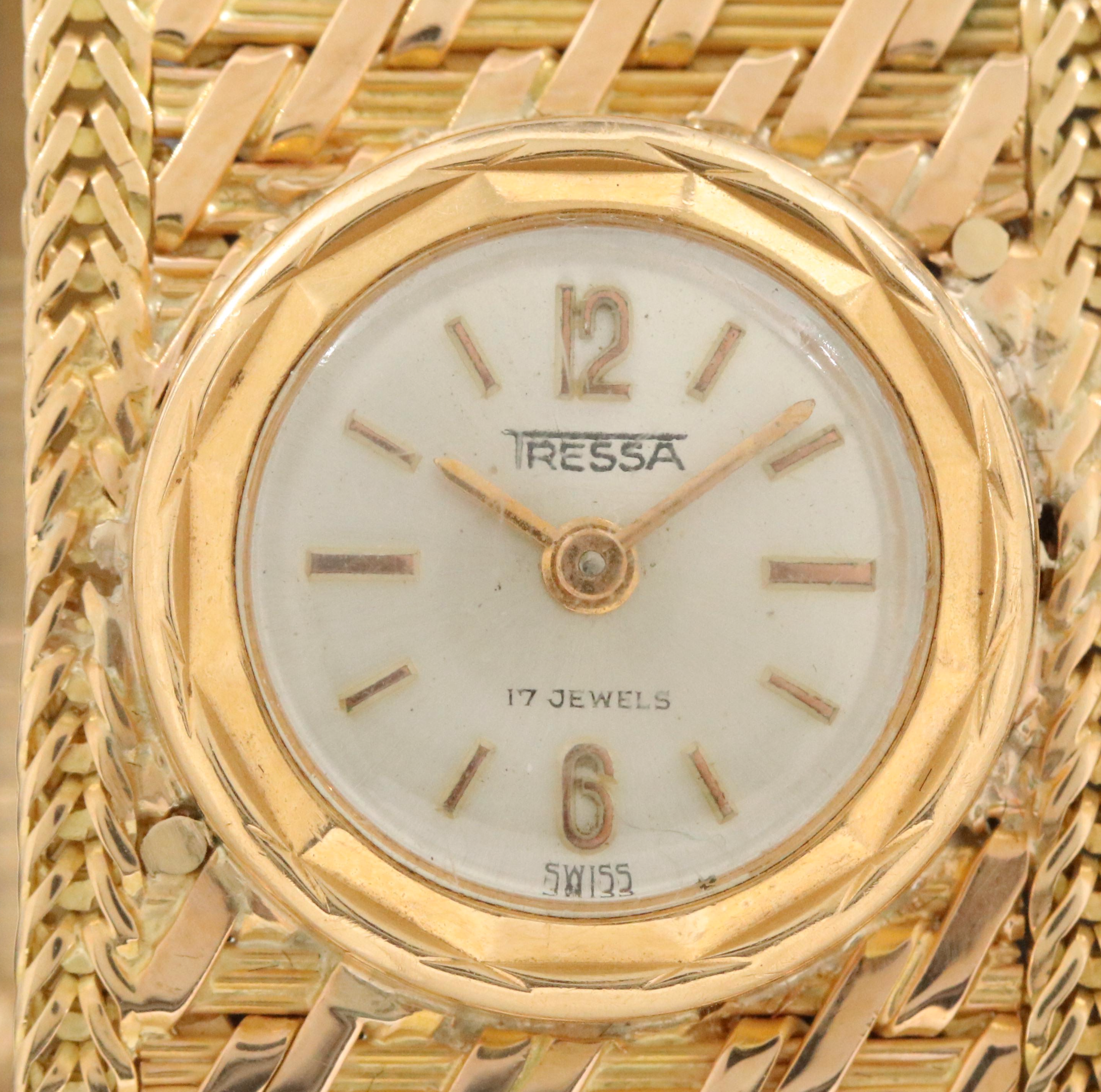 Tressa 18K Gold Basket Weave Bracelet Watch