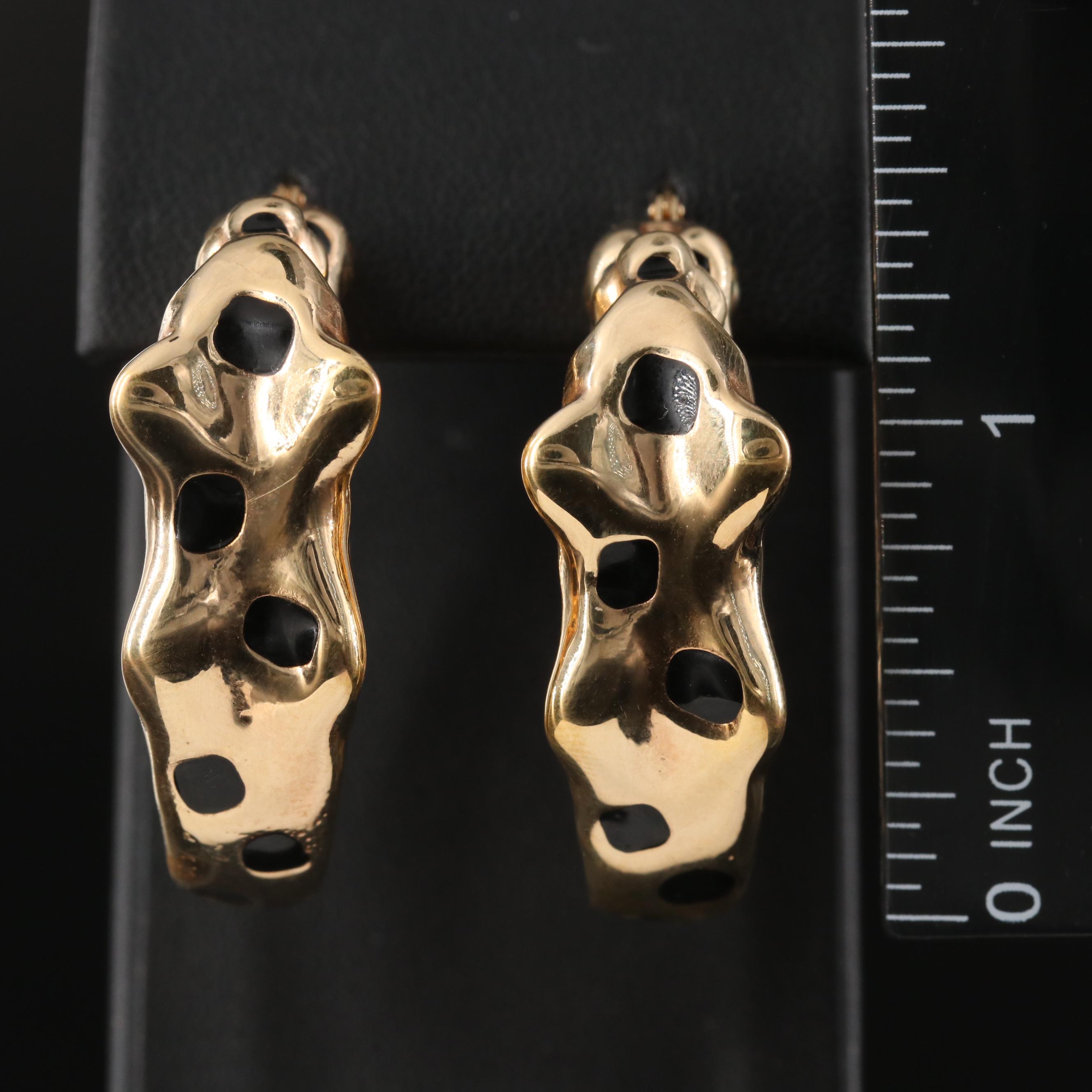 Giordini 18K Leopard Enamel Hoop Earrings