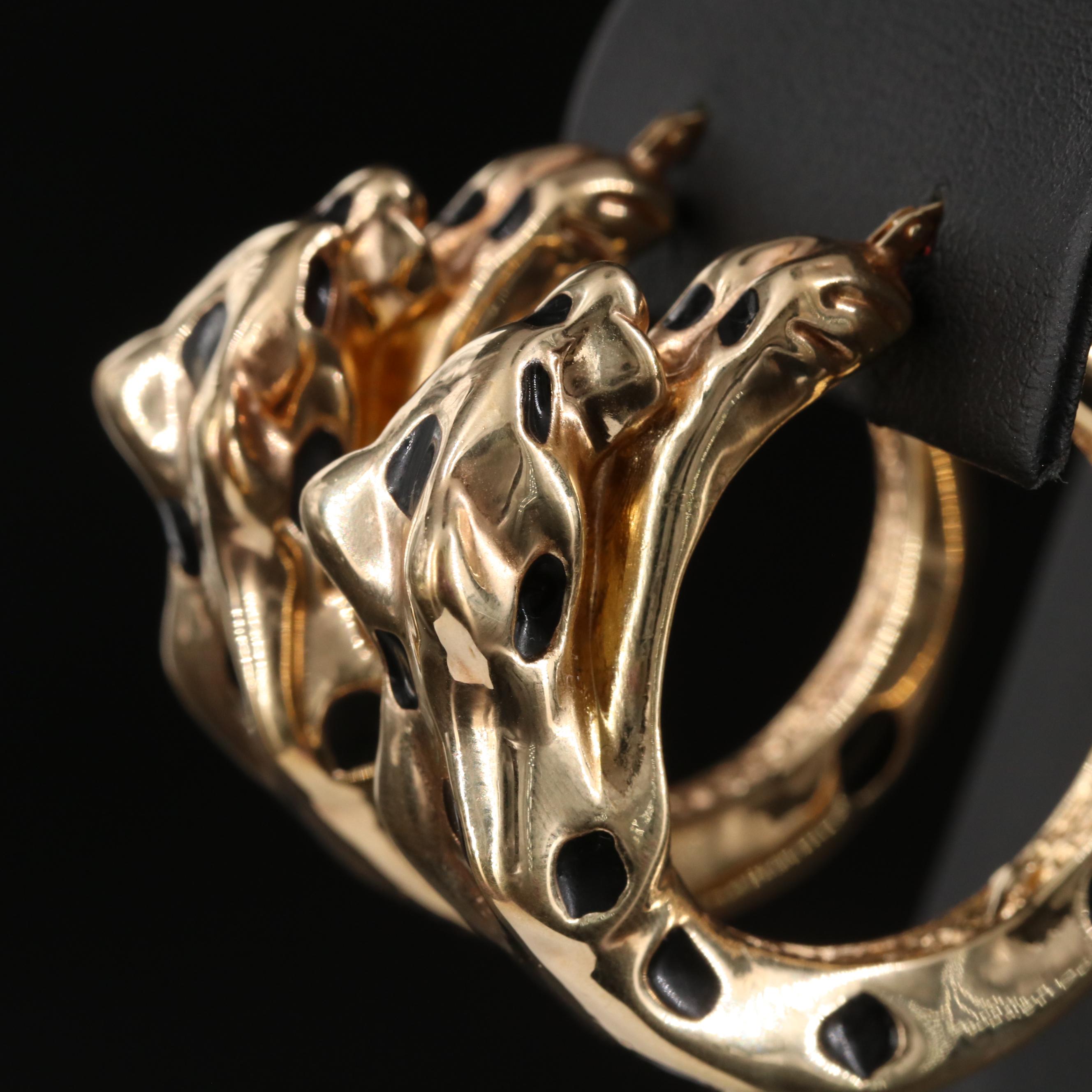 Giordini 18K Leopard Enamel Hoop Earrings