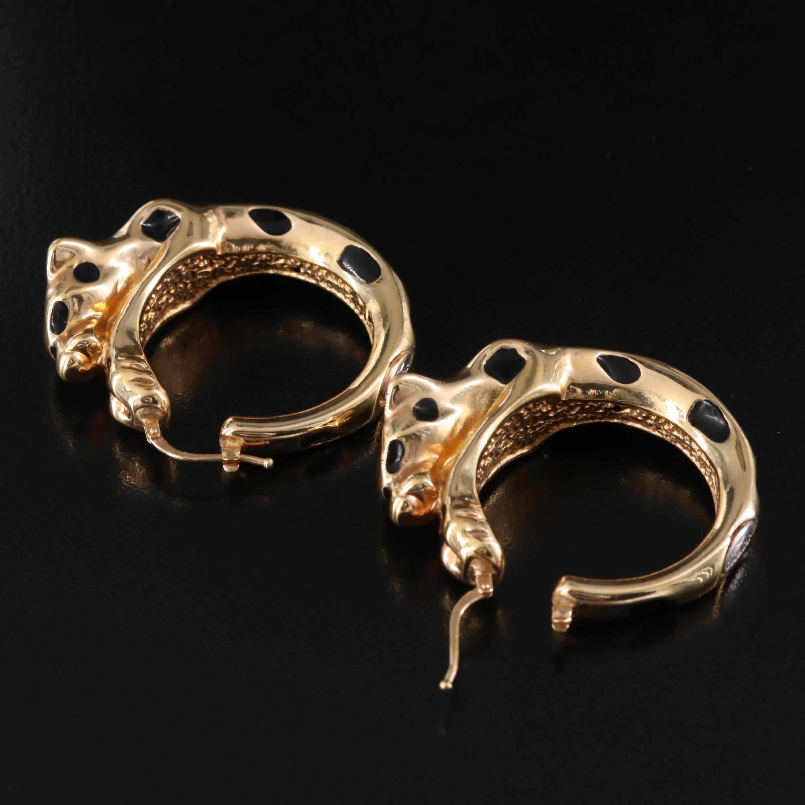 Giordini 18K Leopard Enamel Hoop Earrings