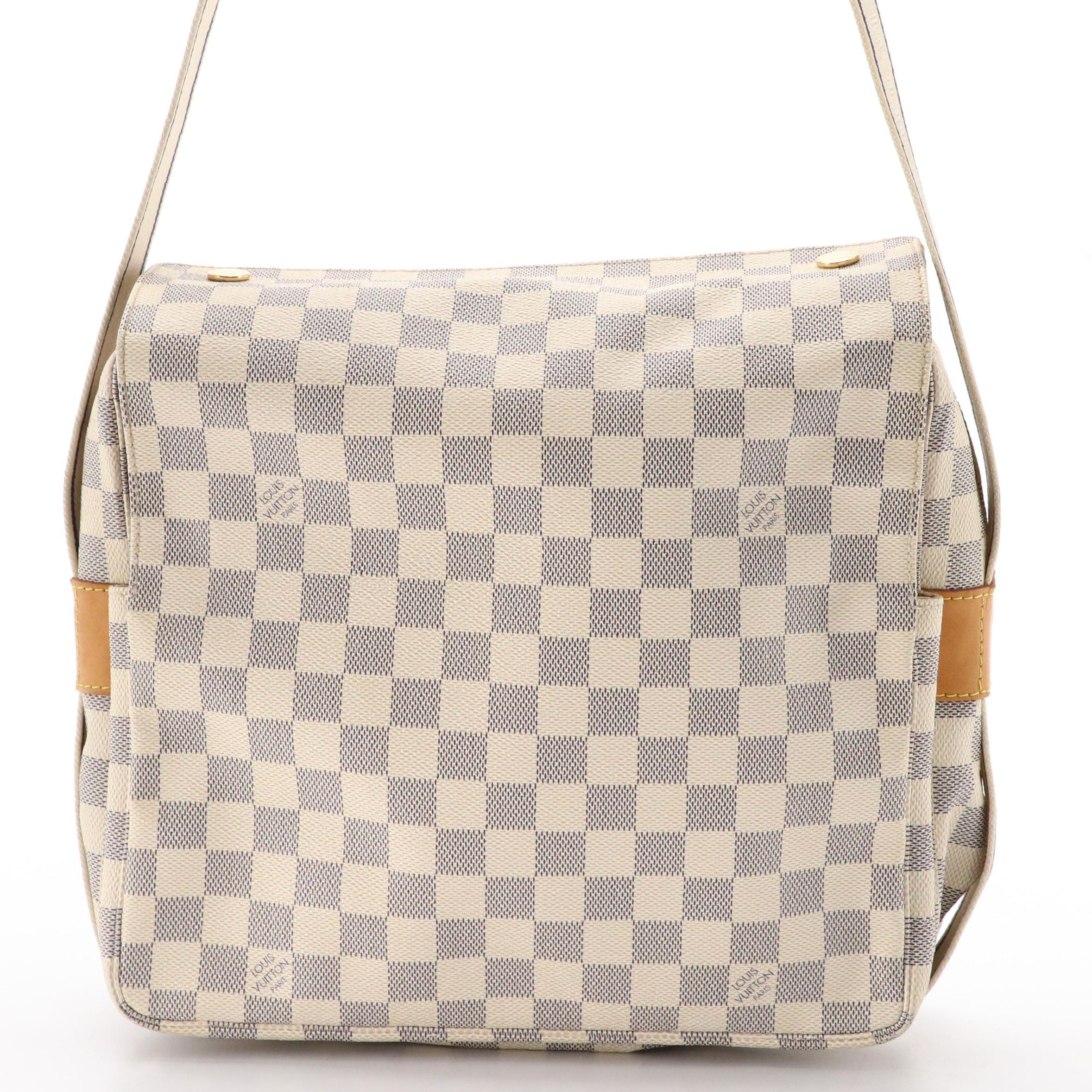 Louis Vuitton Naviglio Crossbody Messenger Bag in Damier Azur Coated Canvas