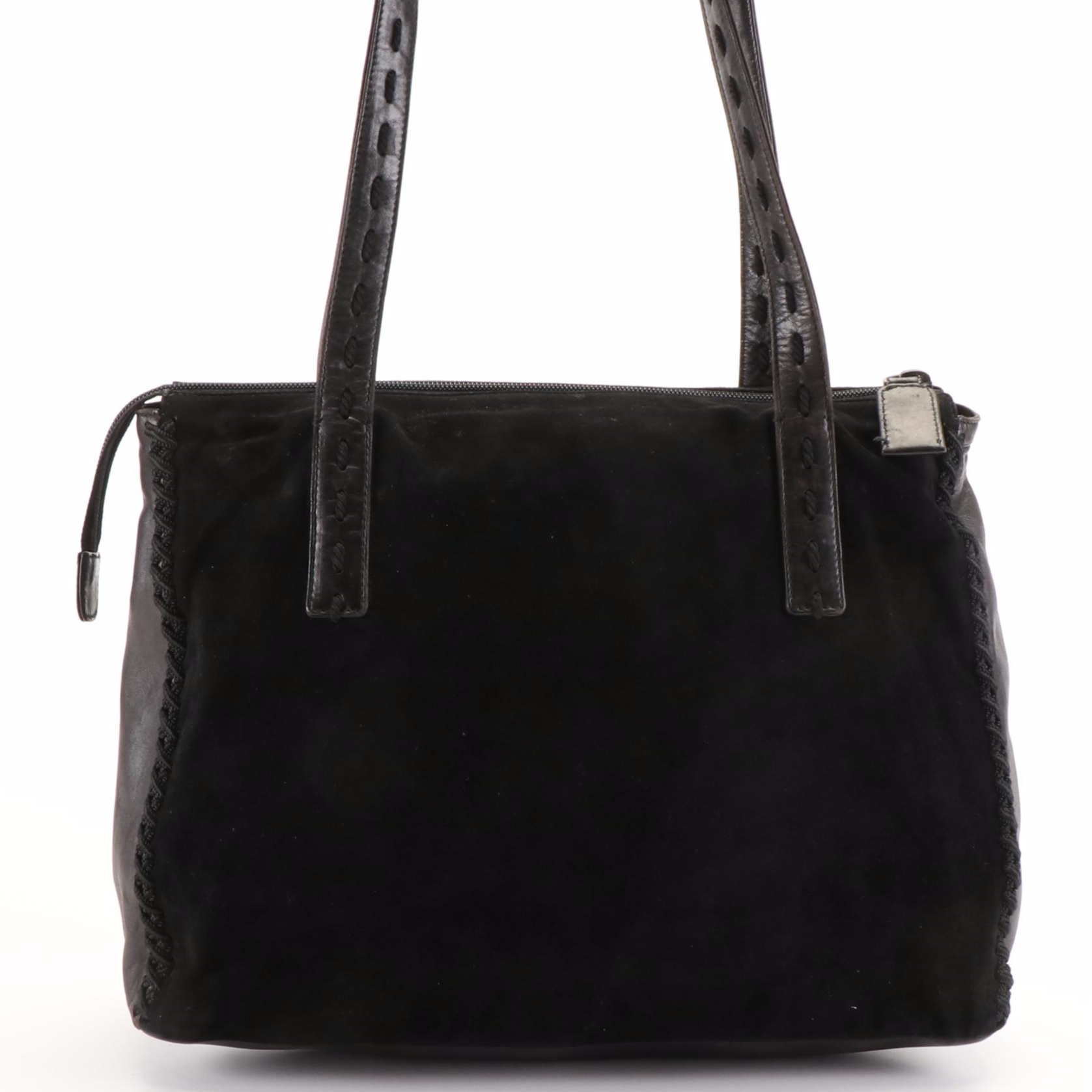 Prada Shoulder Tote in Black Leather and Suede