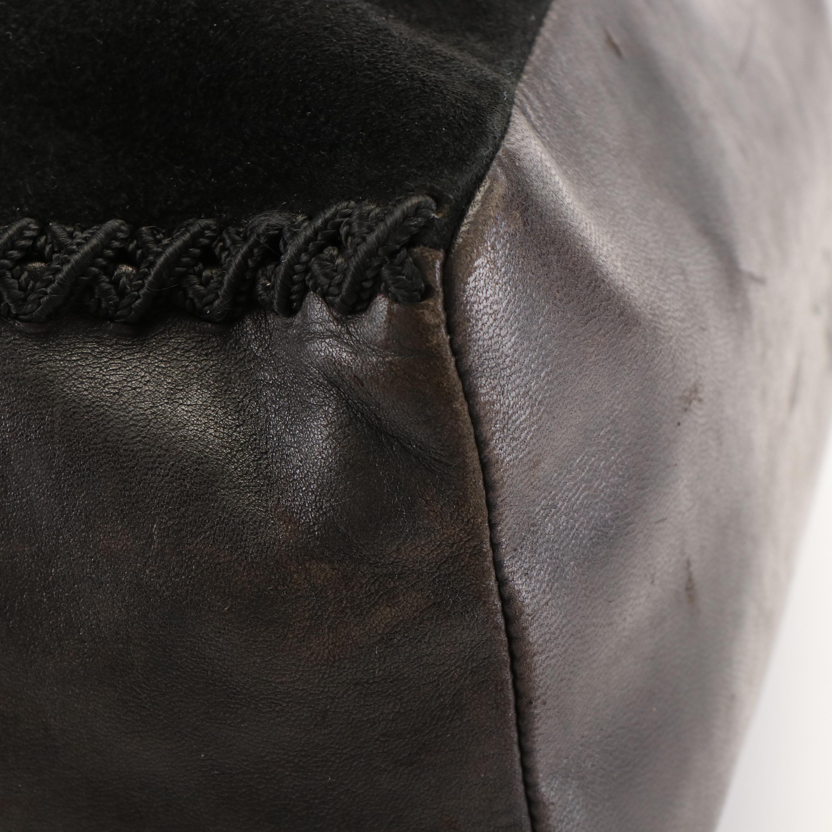 Prada Shoulder Tote in Black Leather and Suede