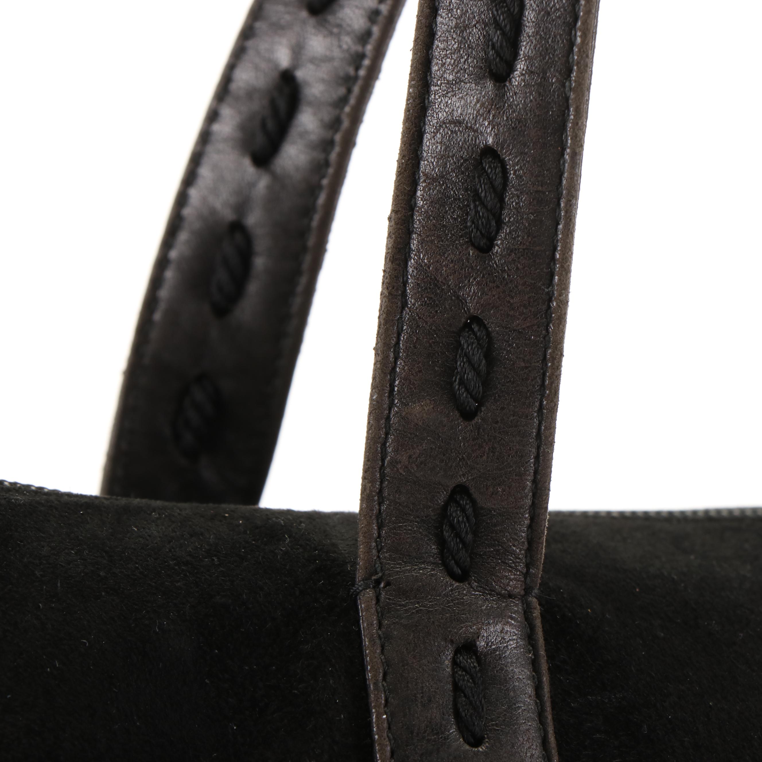 Prada Shoulder Tote in Black Leather and Suede