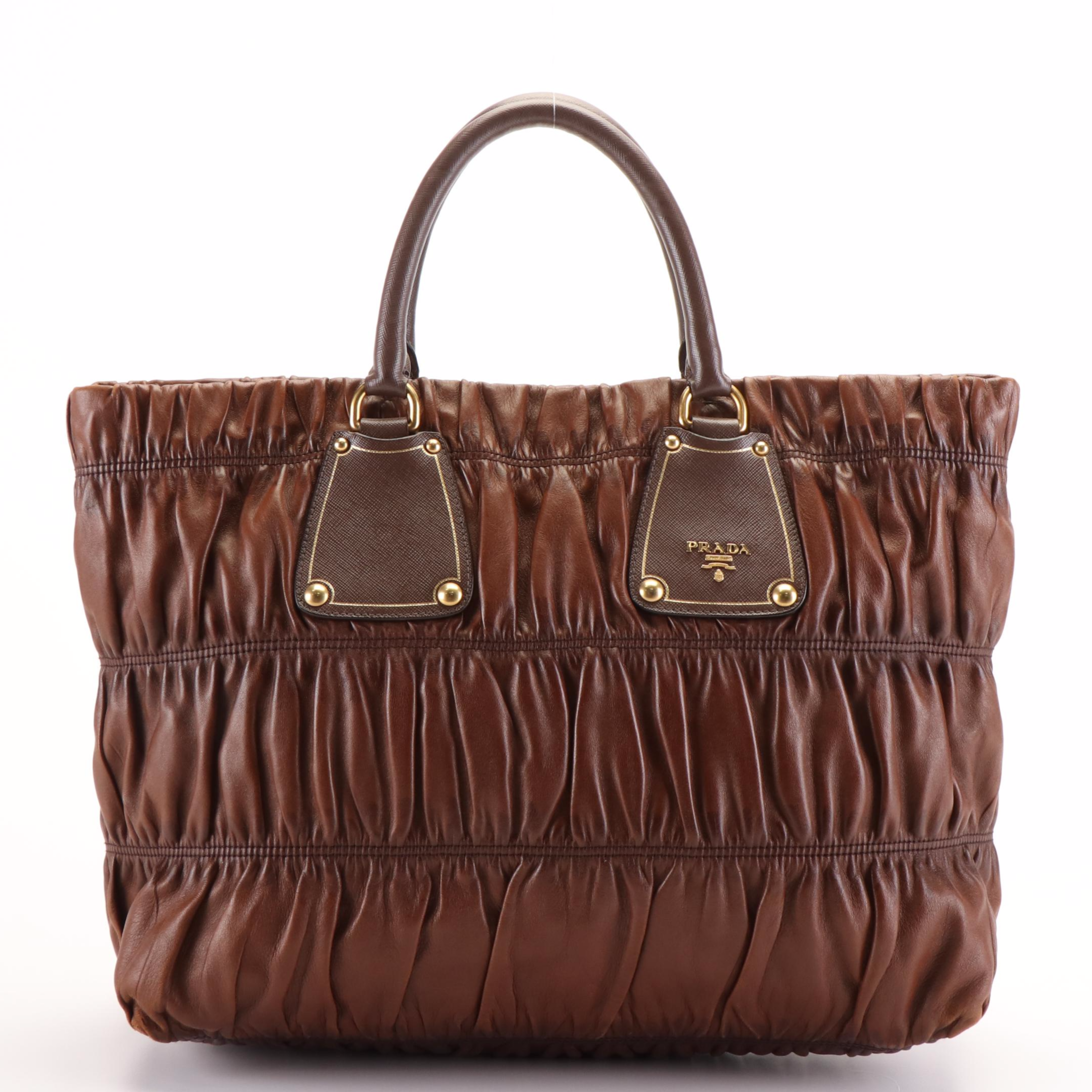 Prada Tote Bag in Brown Nappa Gaufre Leather