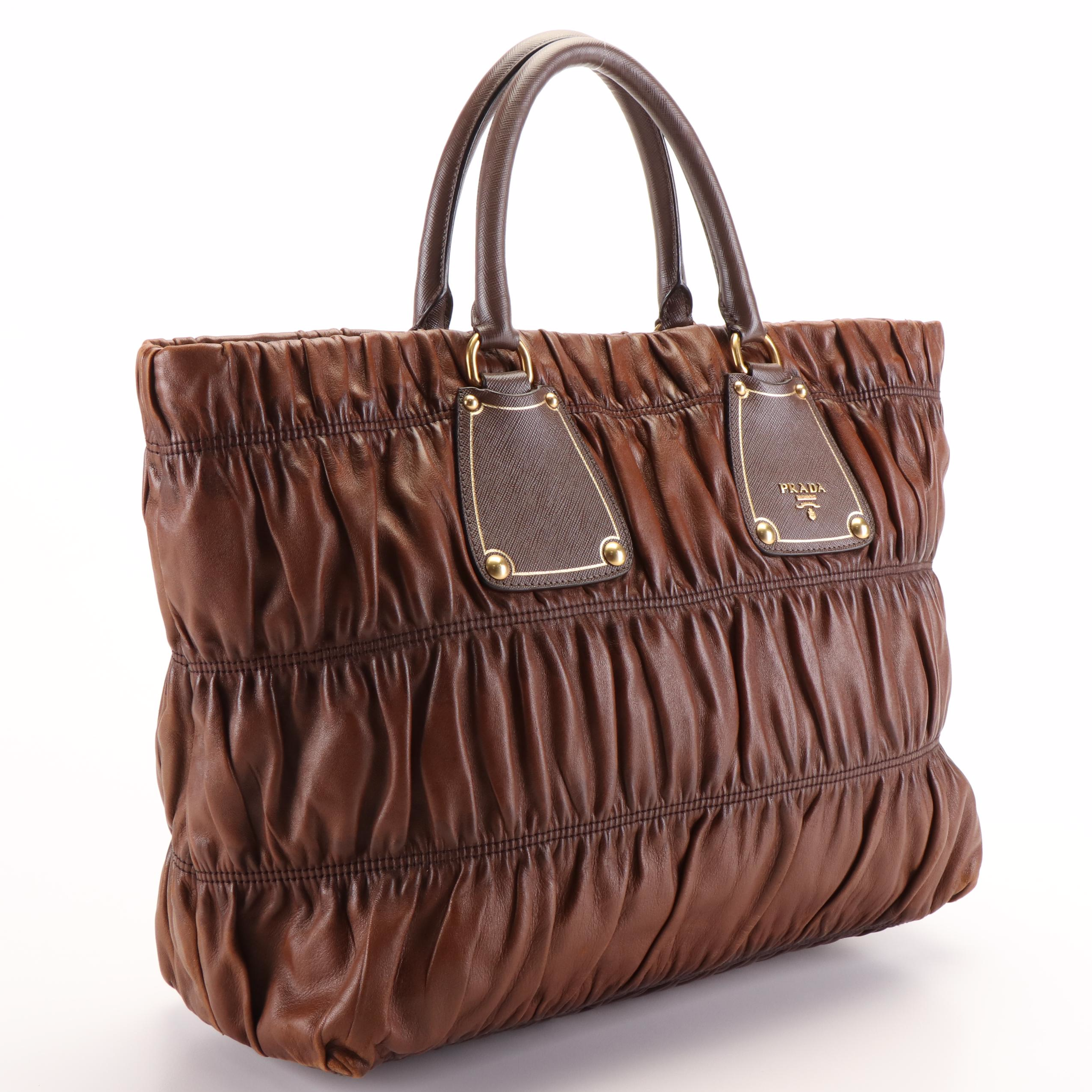 Prada Tote Bag in Brown Nappa Gaufre Leather