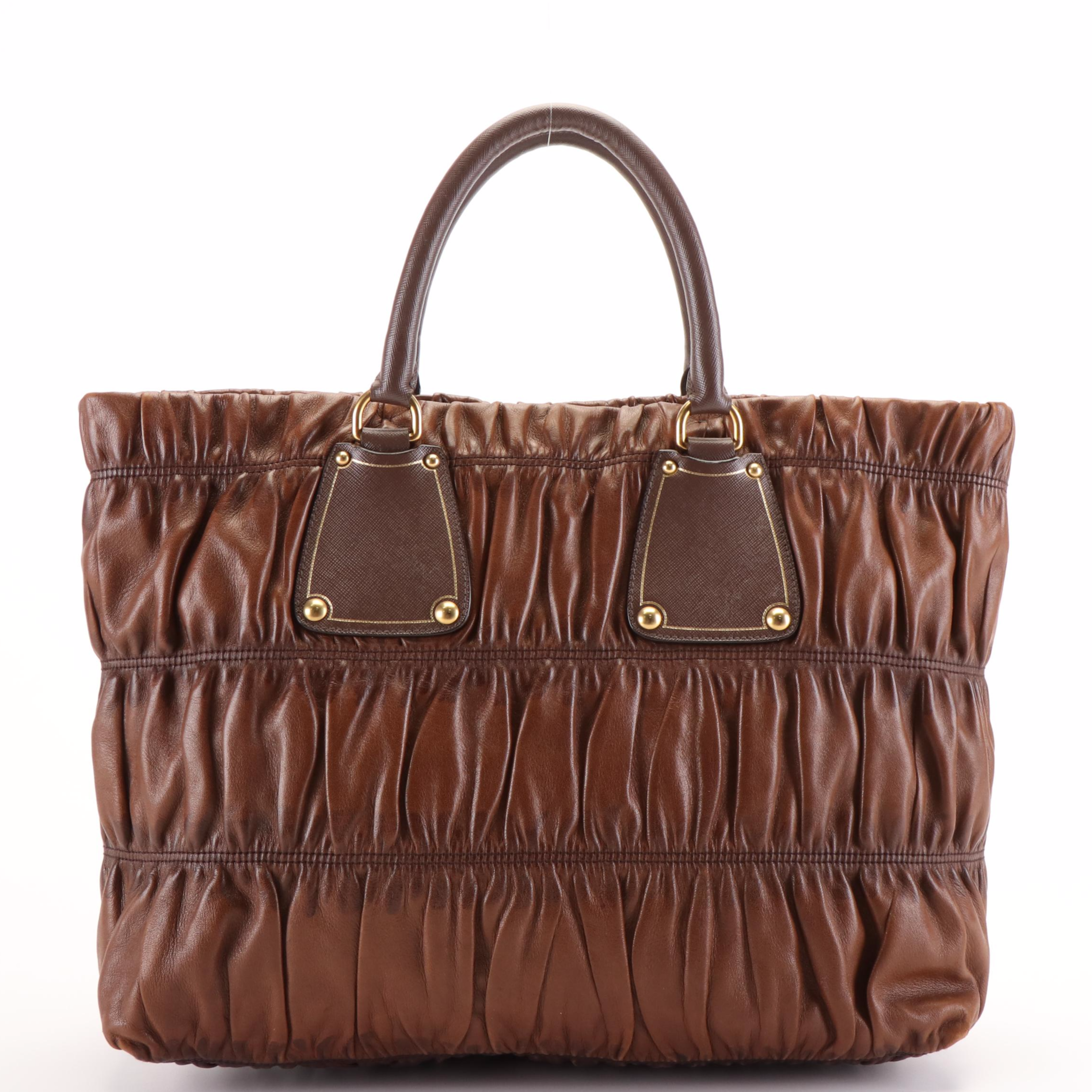 Prada Tote Bag in Brown Nappa Gaufre Leather