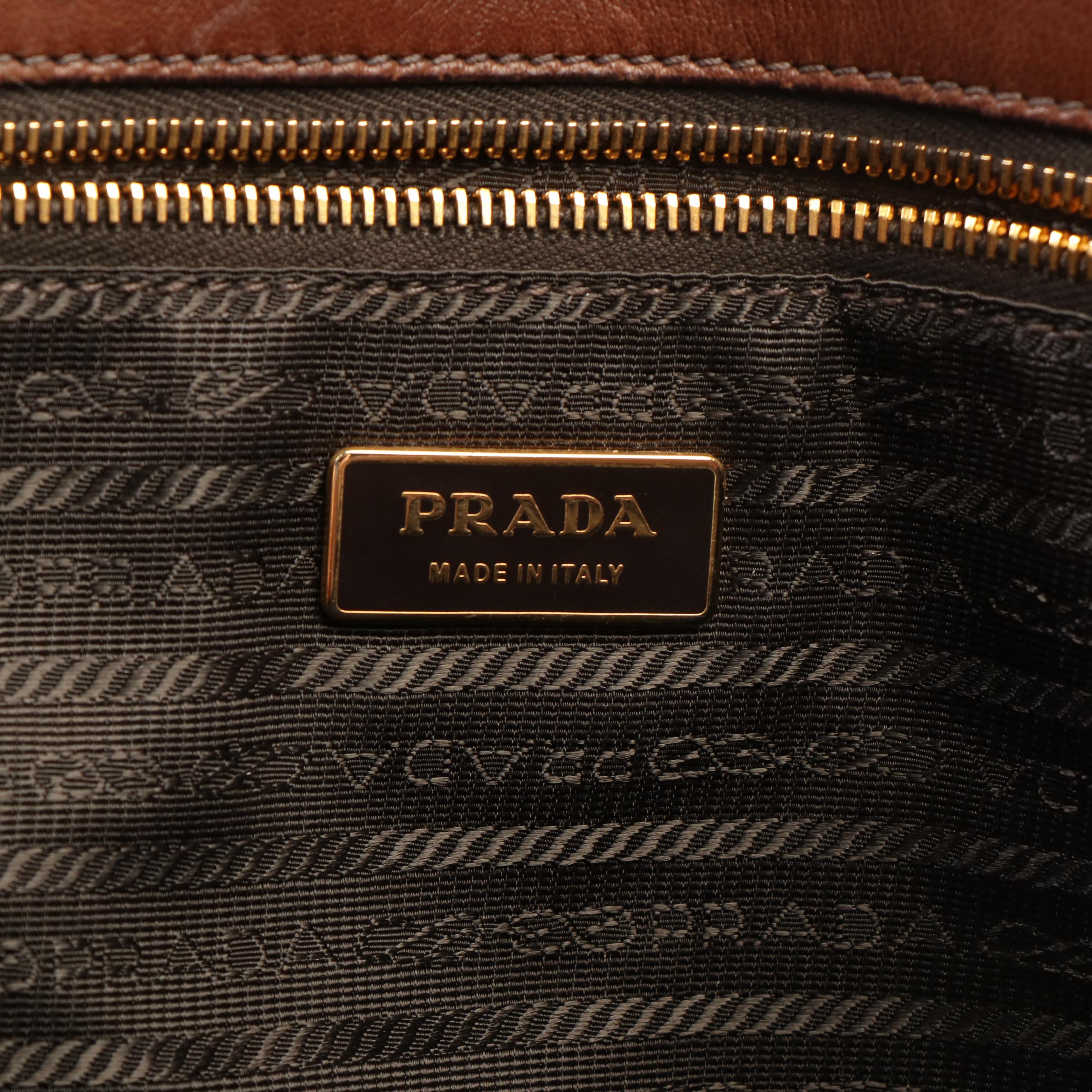 Prada Tote Bag in Brown Nappa Gaufre Leather