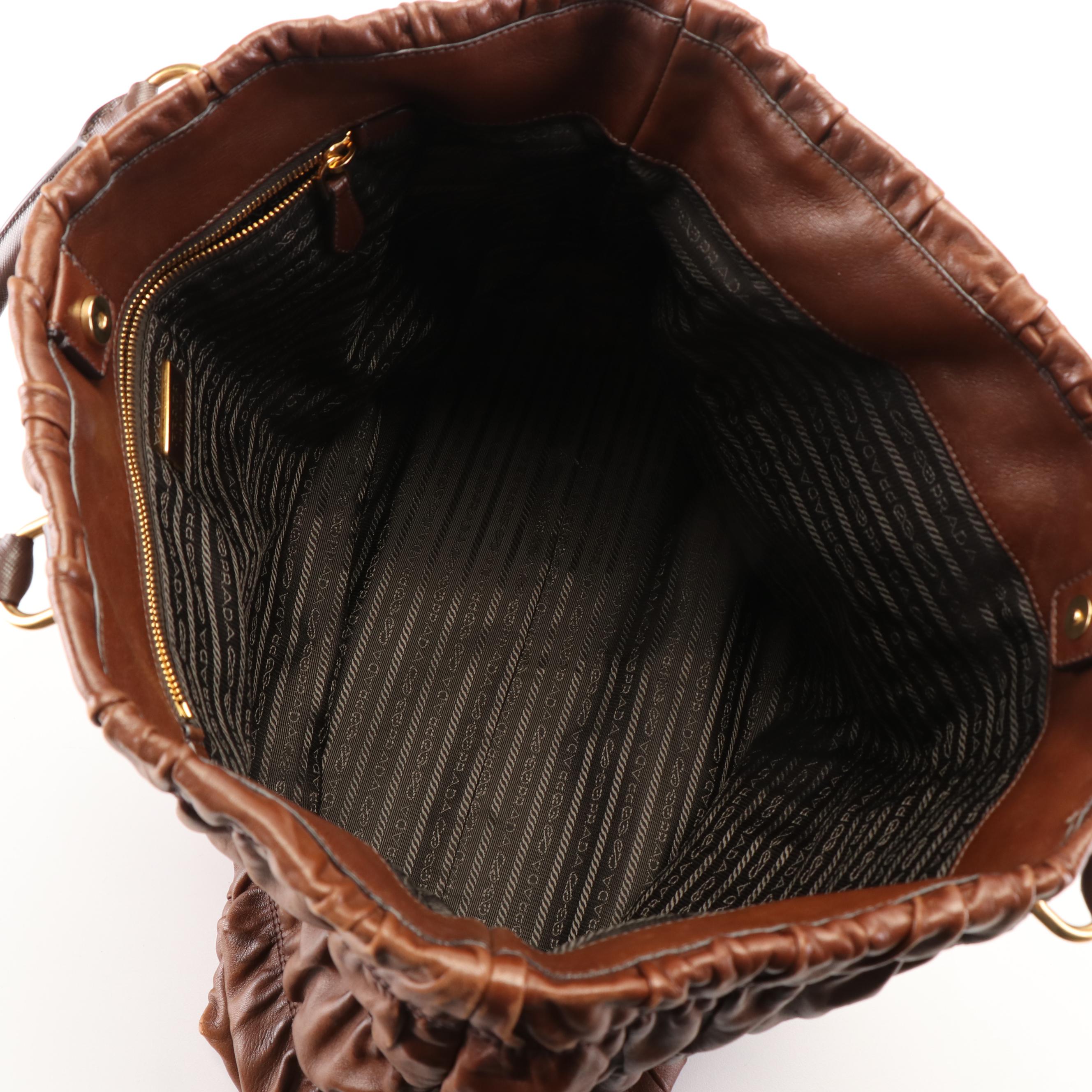 Prada Tote Bag in Brown Nappa Gaufre Leather