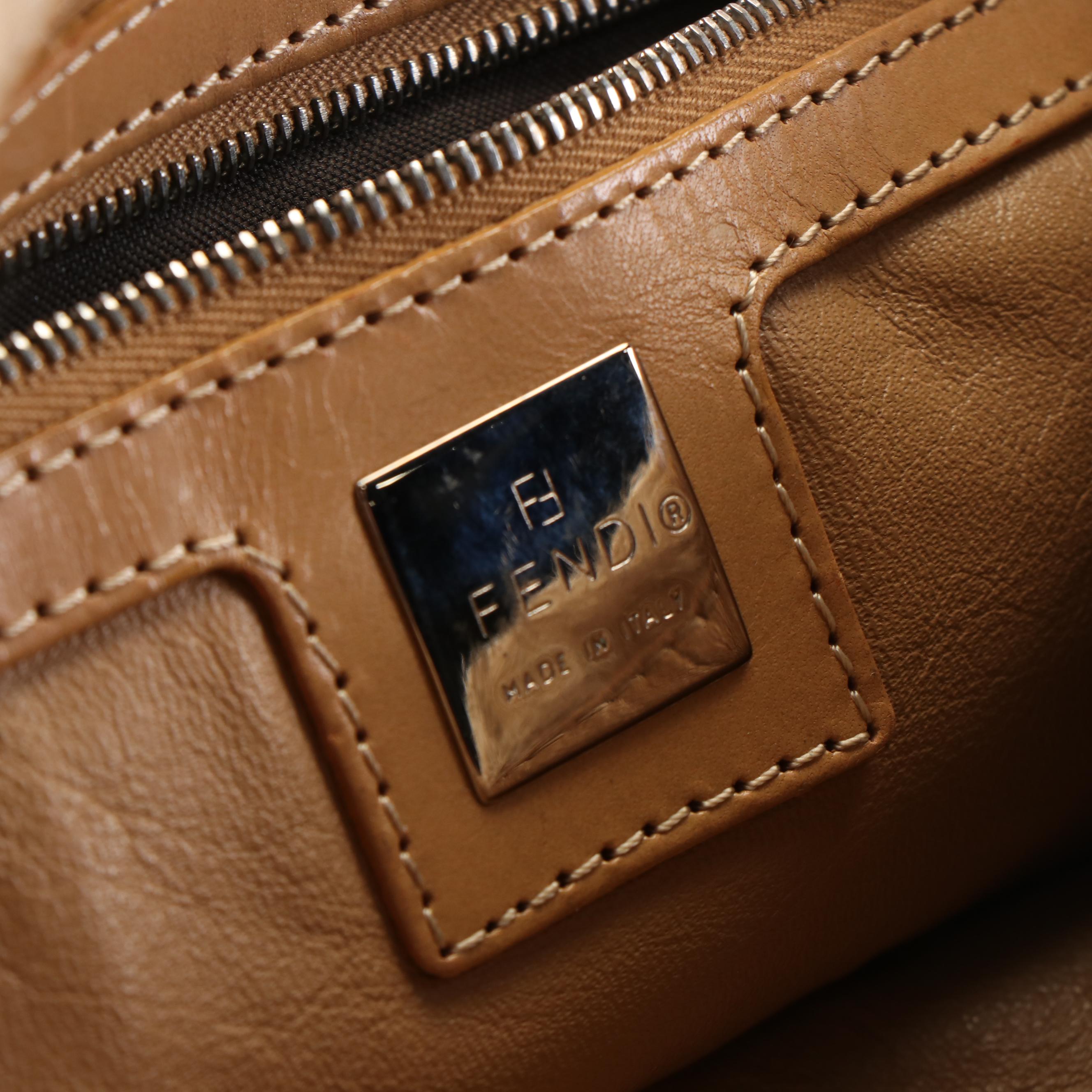 Fendi Wool Zucca and Leather Baguette