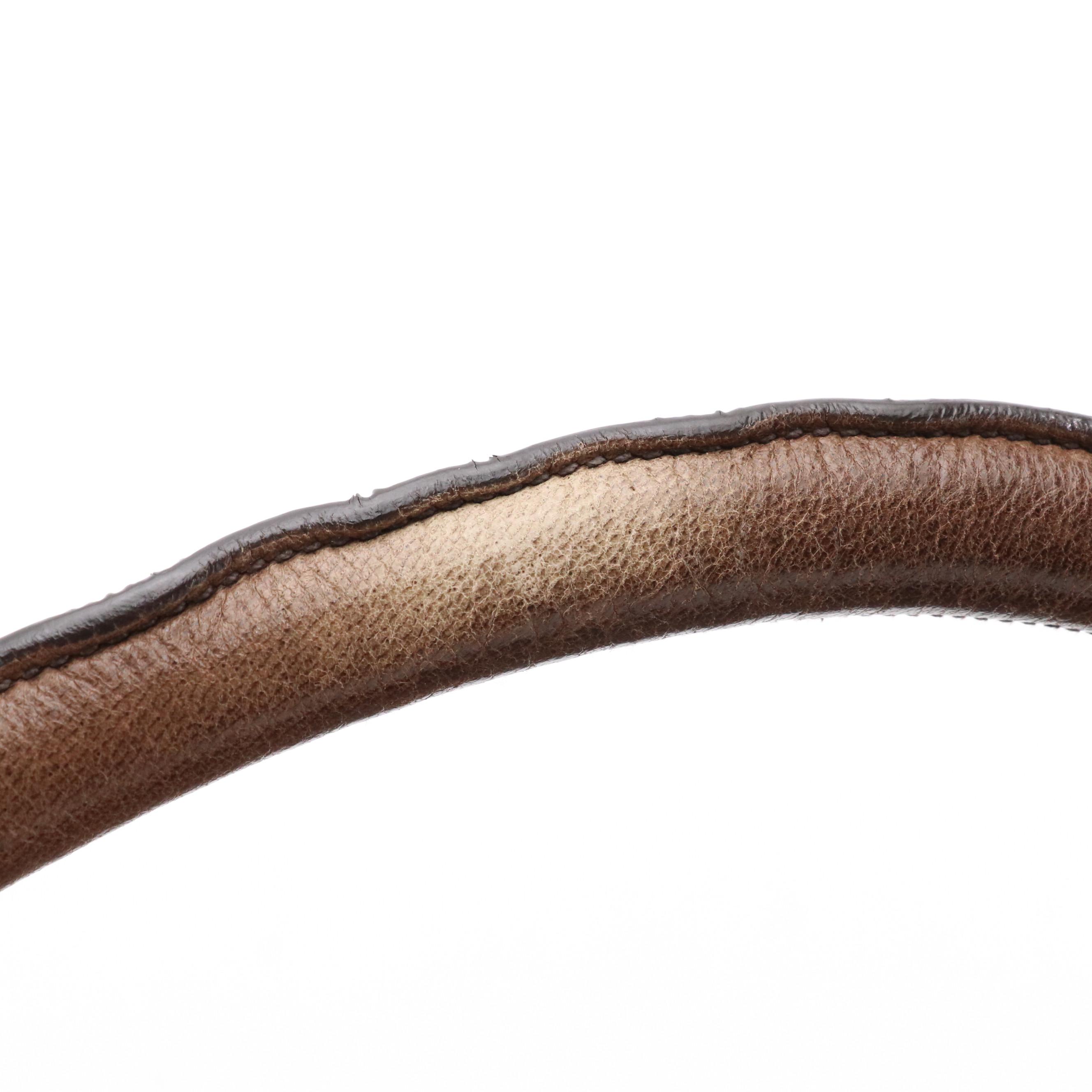 Prada Cervo Shine Leather Hobo Bag in Teak with Black Trim