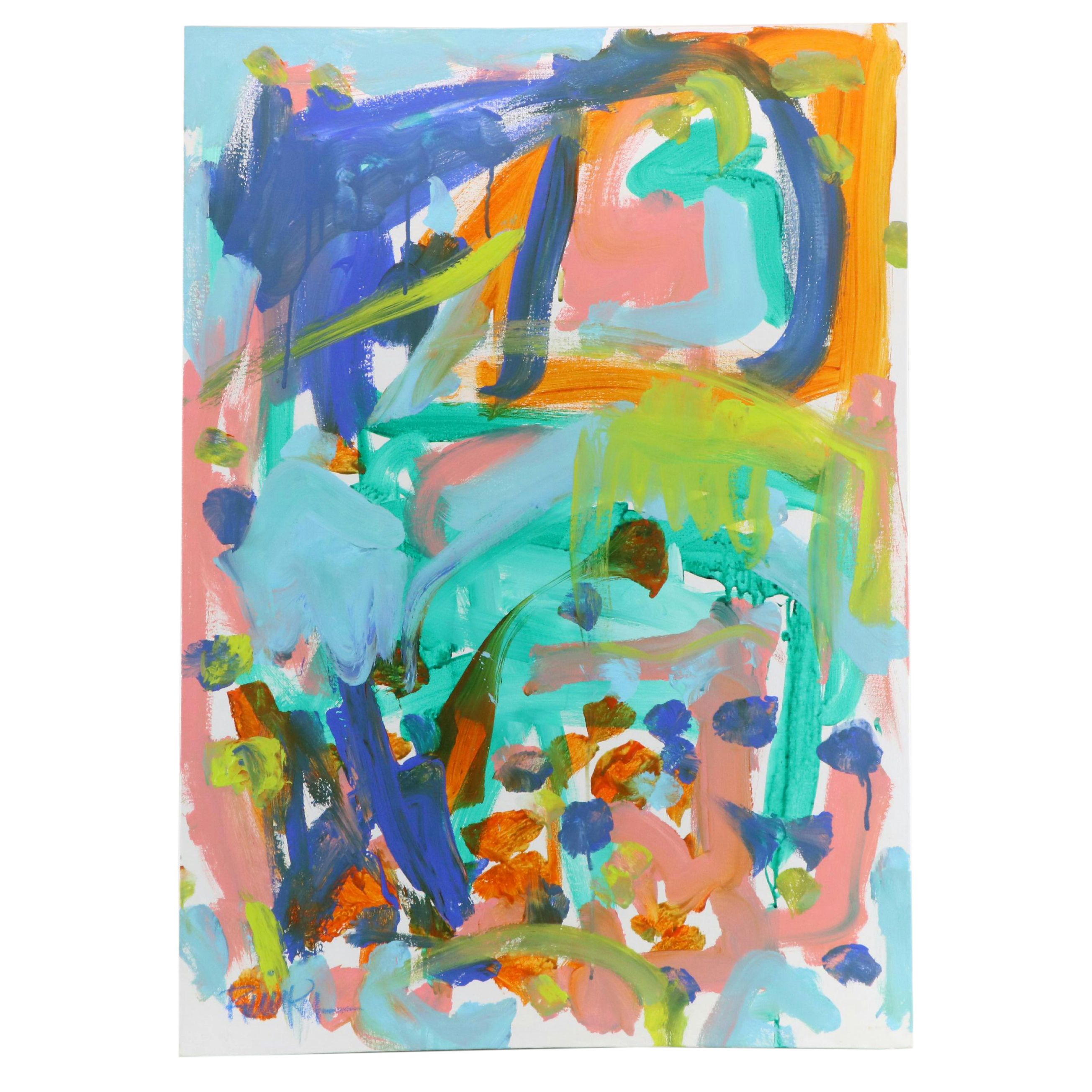 Robbie Kemper Abstract Acrylic Painting "Blueberries," 21st Century